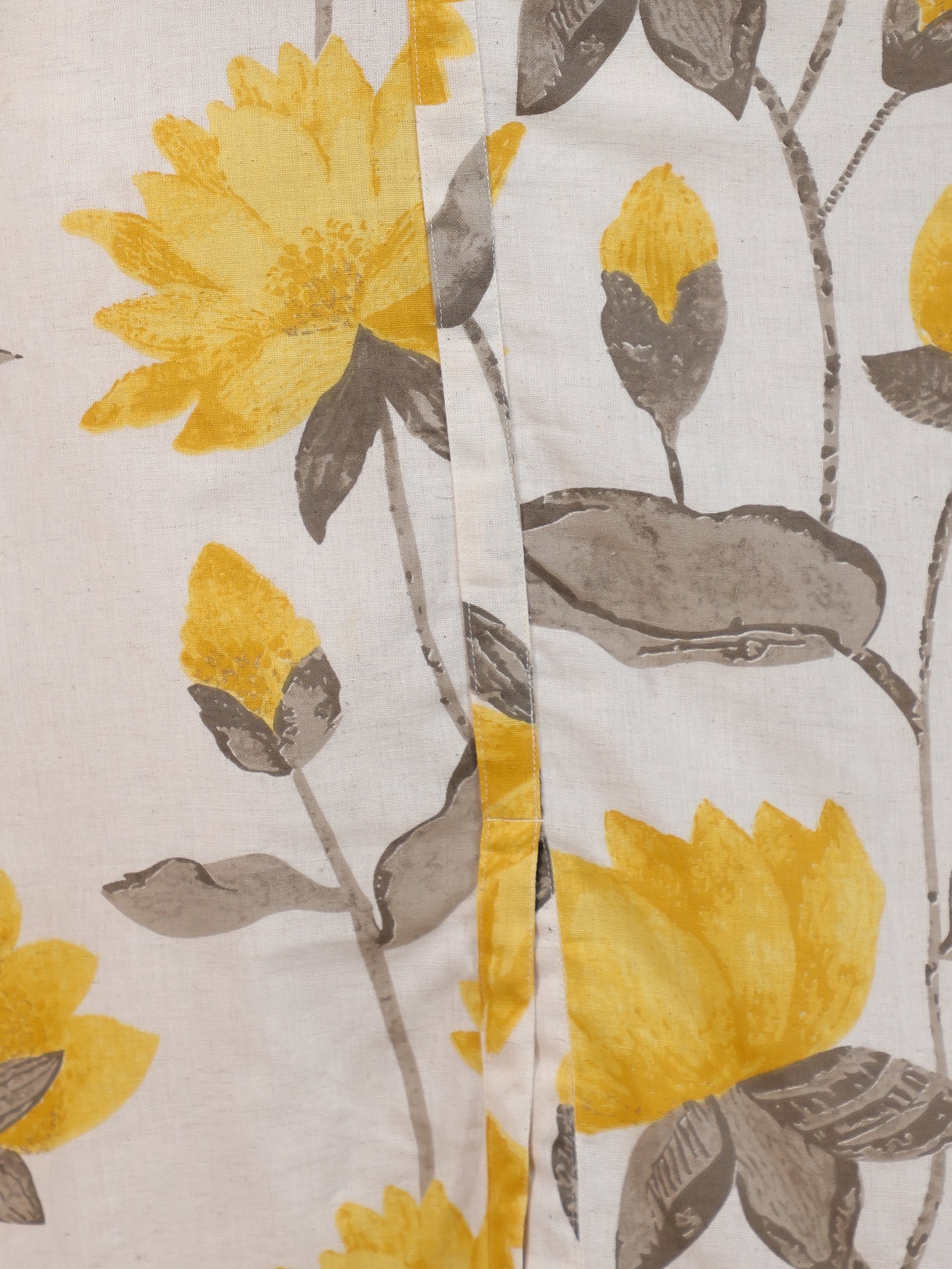 Linen Cotton Floral A-line Off White Kurta