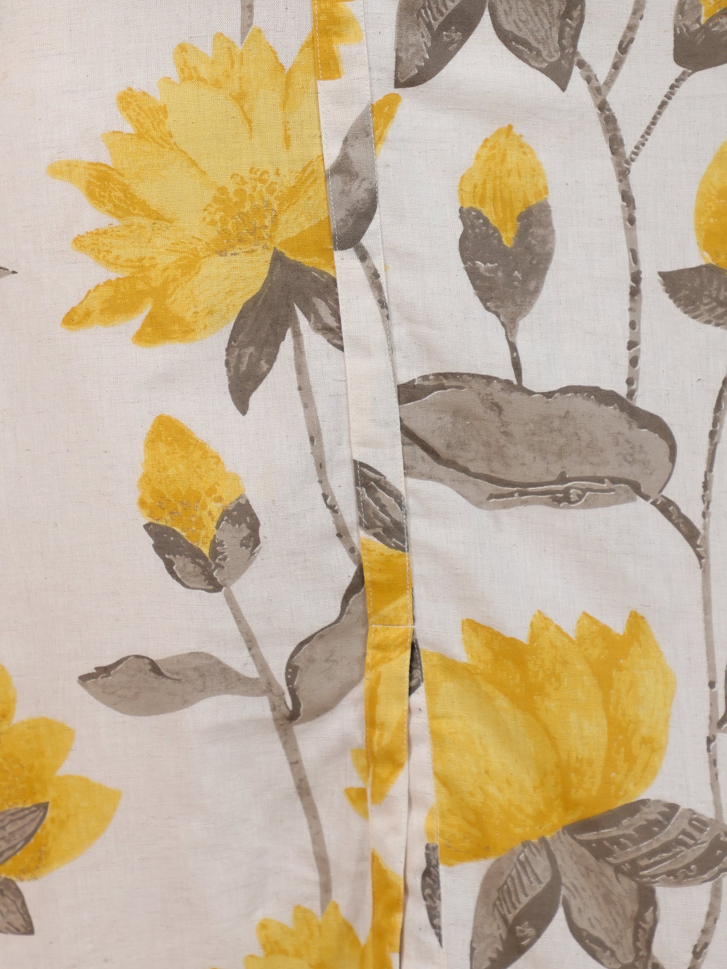 Linen Cotton Floral A-line Off White Kurta