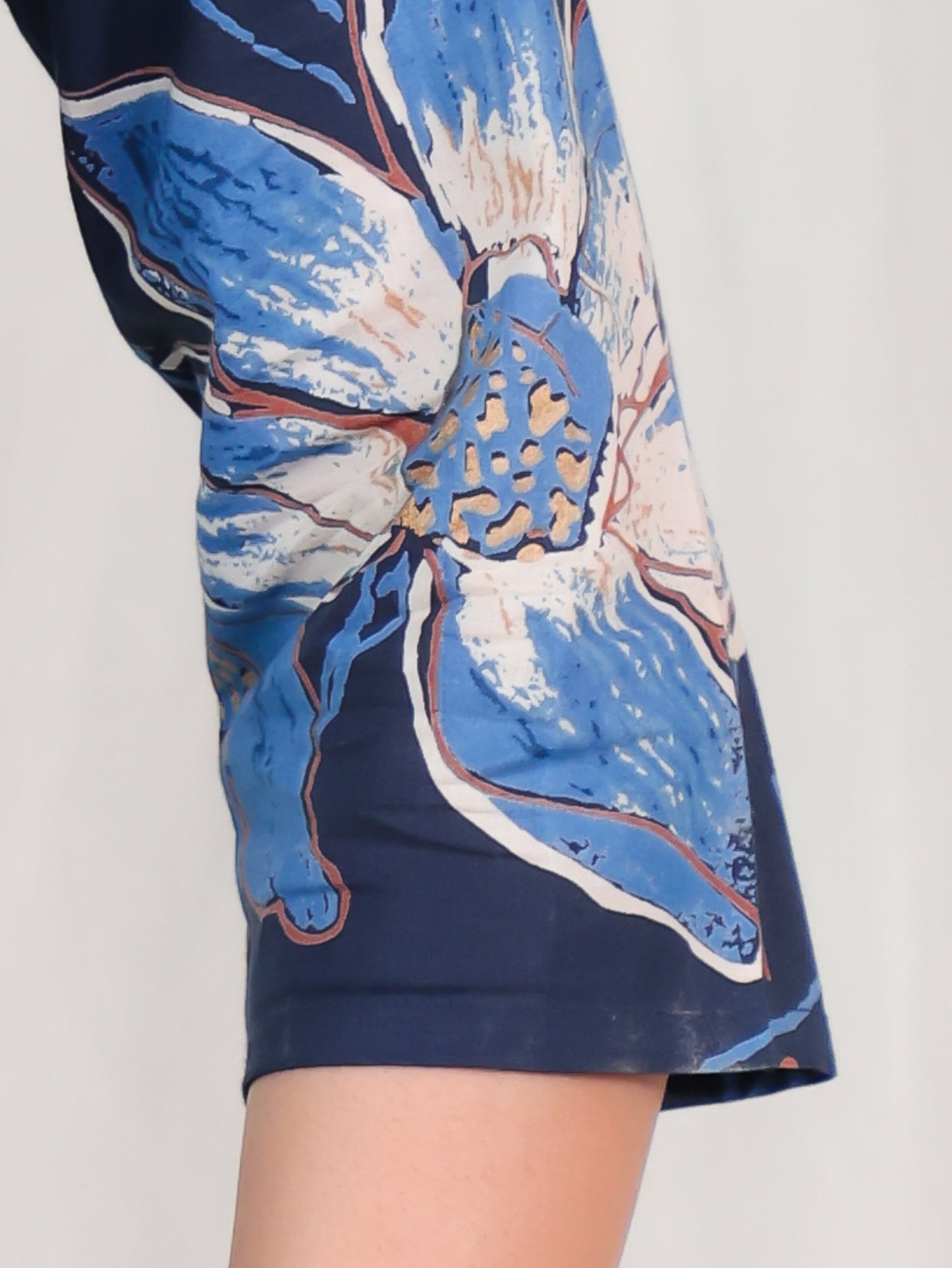 Embroidered Soft Cotton Floral Flared Blue Dress