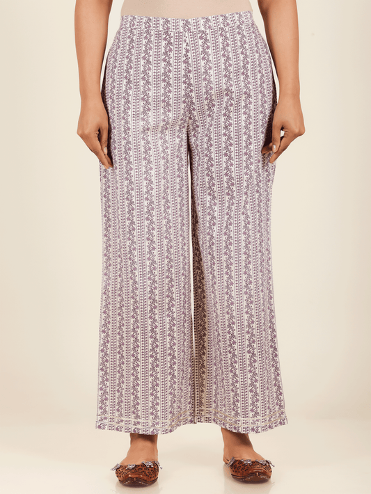 Soft Cotton Striped Purple Palazzo