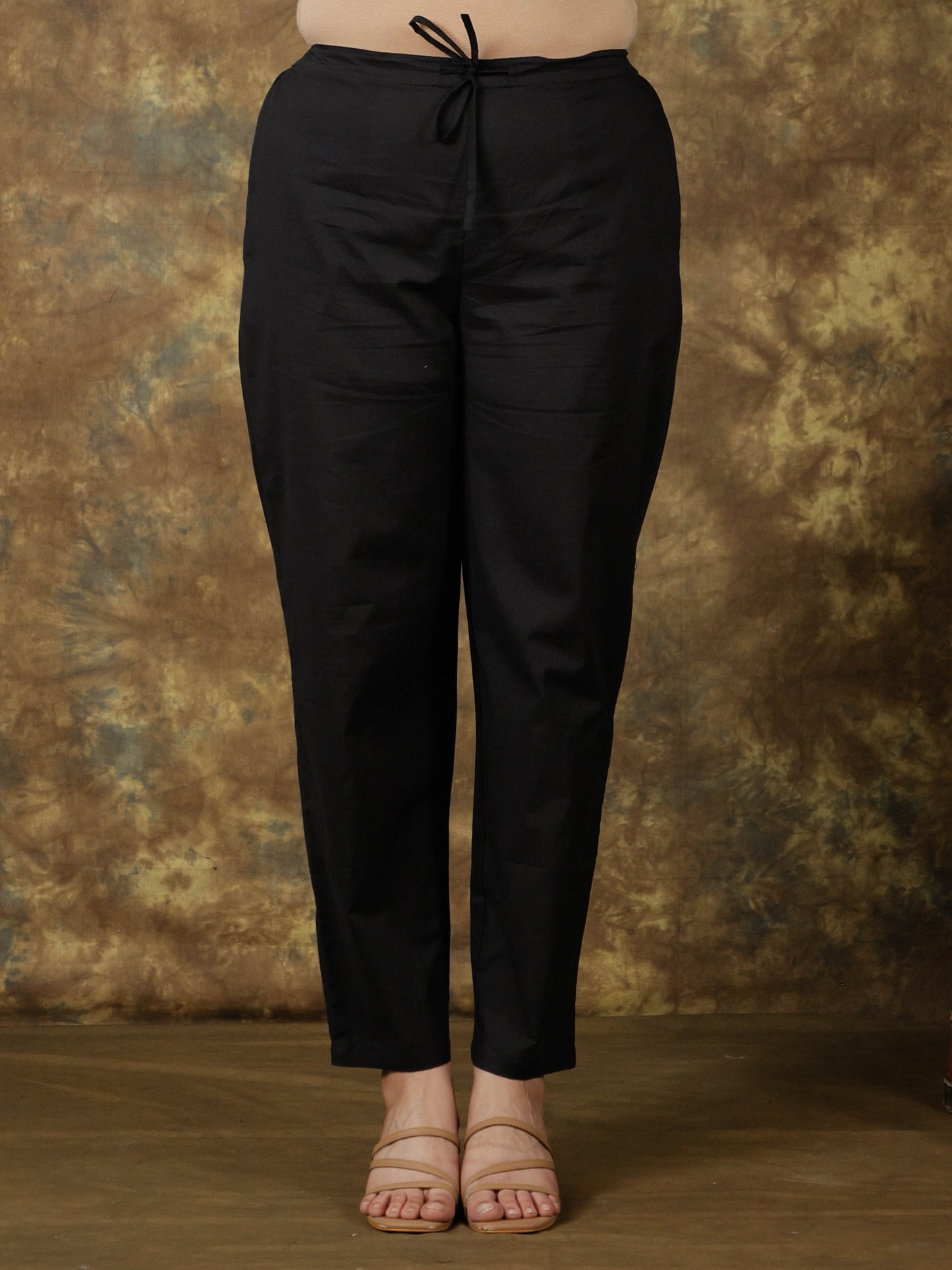Soft Cotton Solid Black Trousers  Tapered Trousers