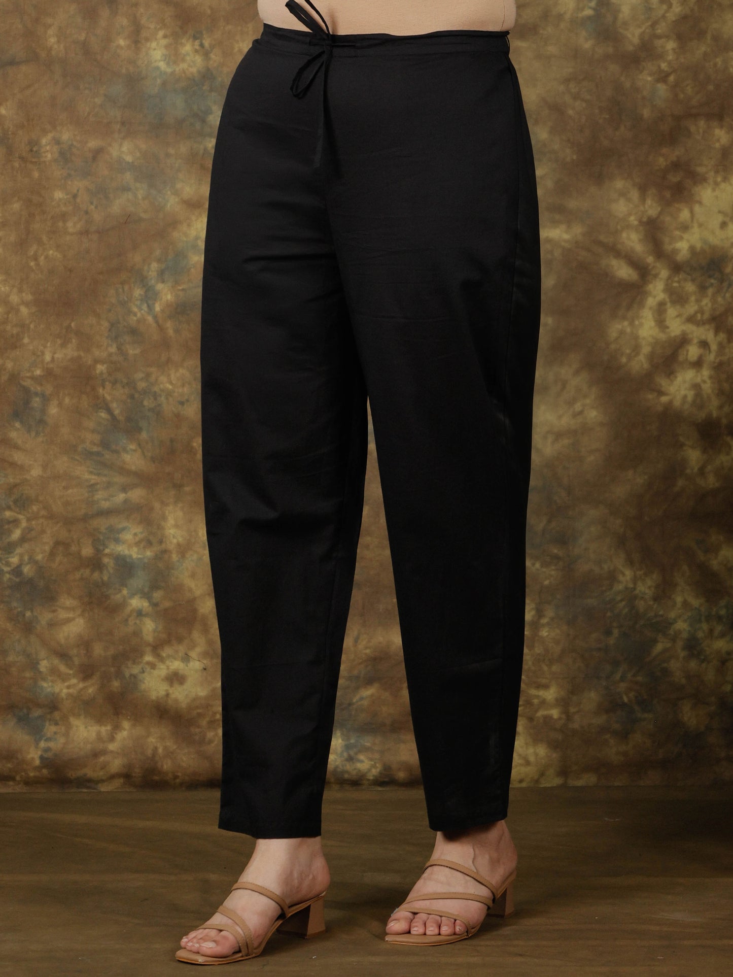 Soft Cotton Solid Black Trousers  Tapered Trousers