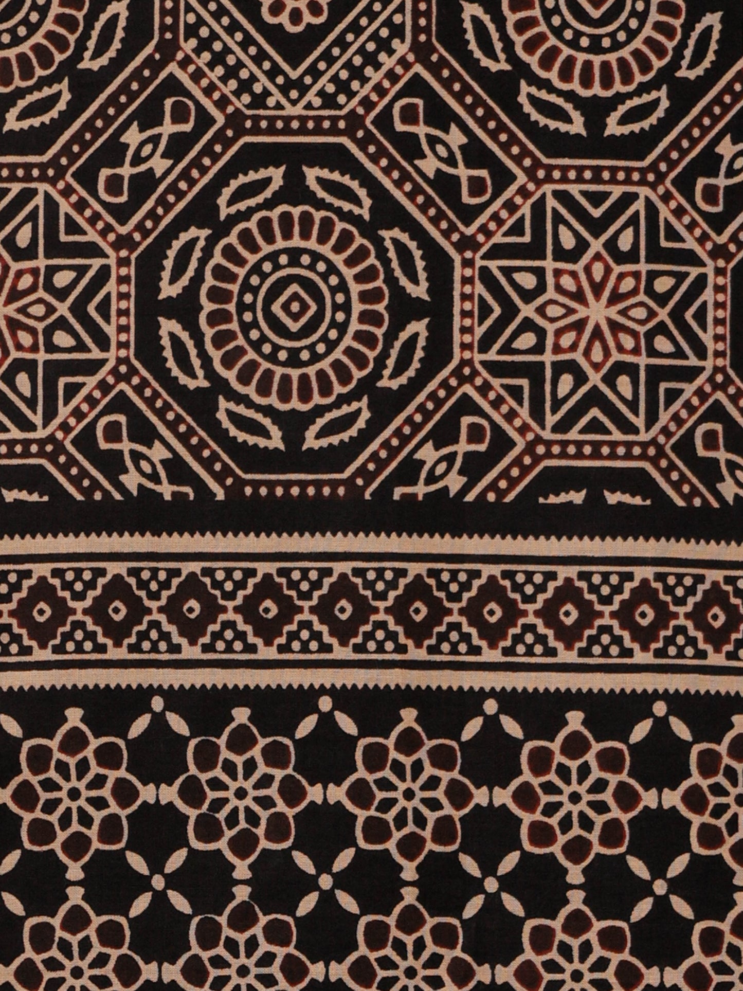 Soft Cotton Geometric Straight Black Kurta