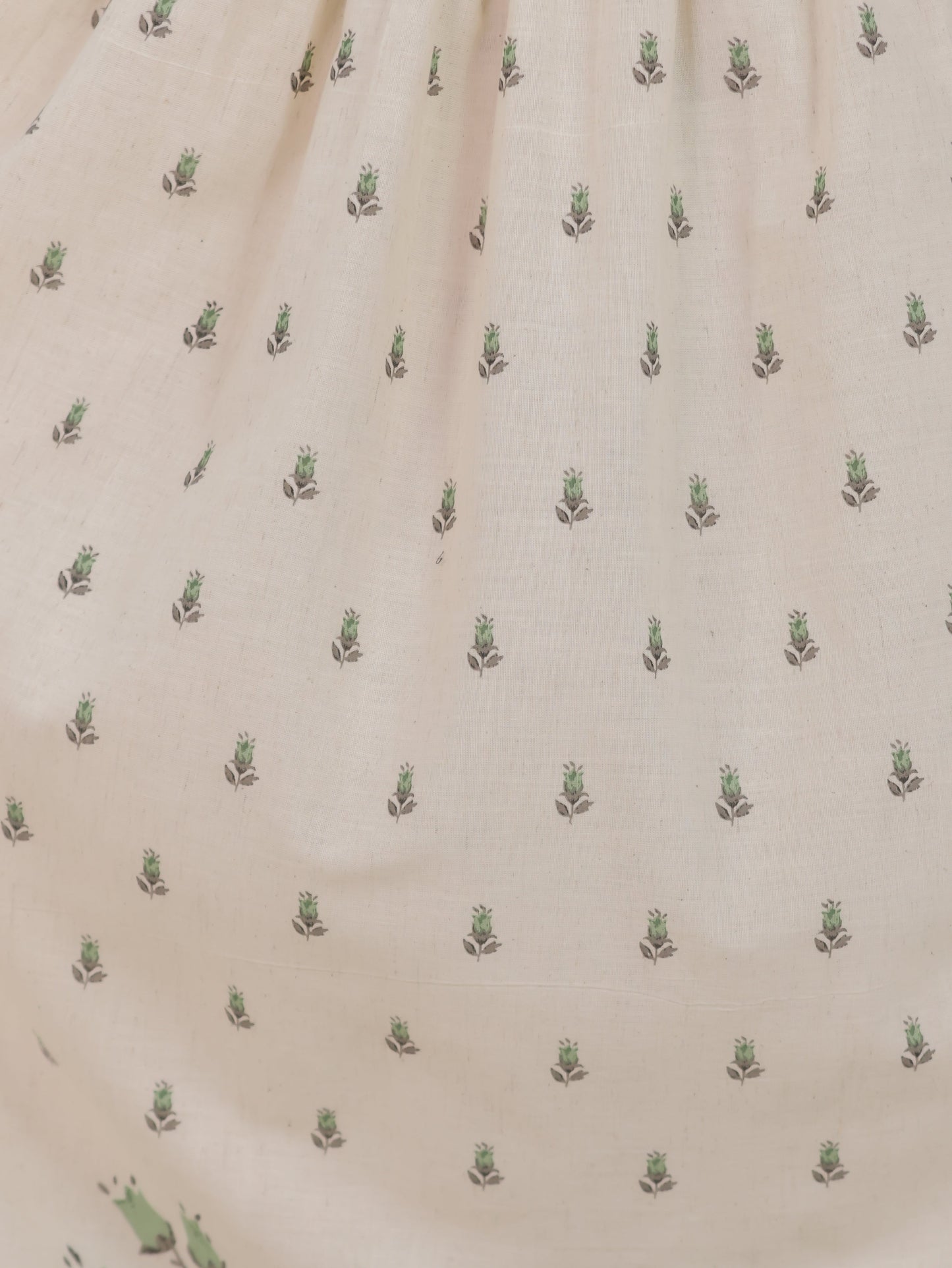 Linen Cotton Placement Print Angrakha Off White Kurta