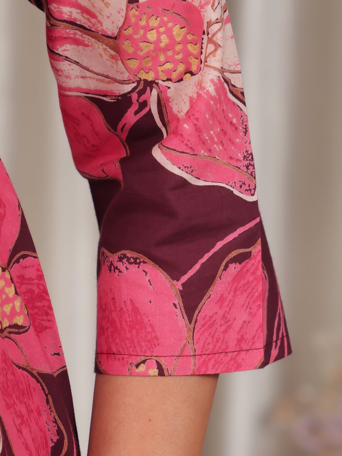 Soft Cotton Floral Flared Purple Dress