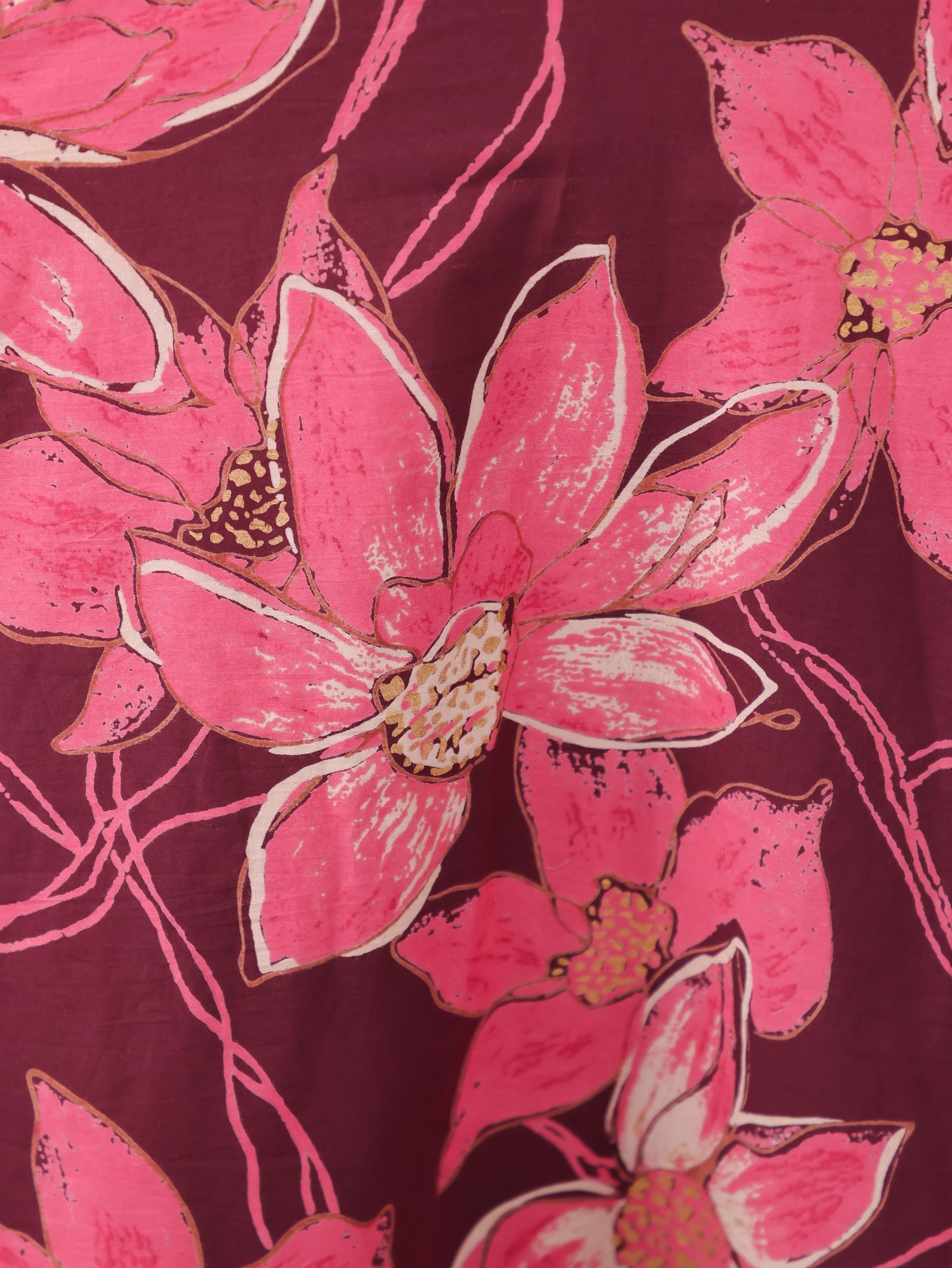 Soft Cotton Floral Flared Purple Dress