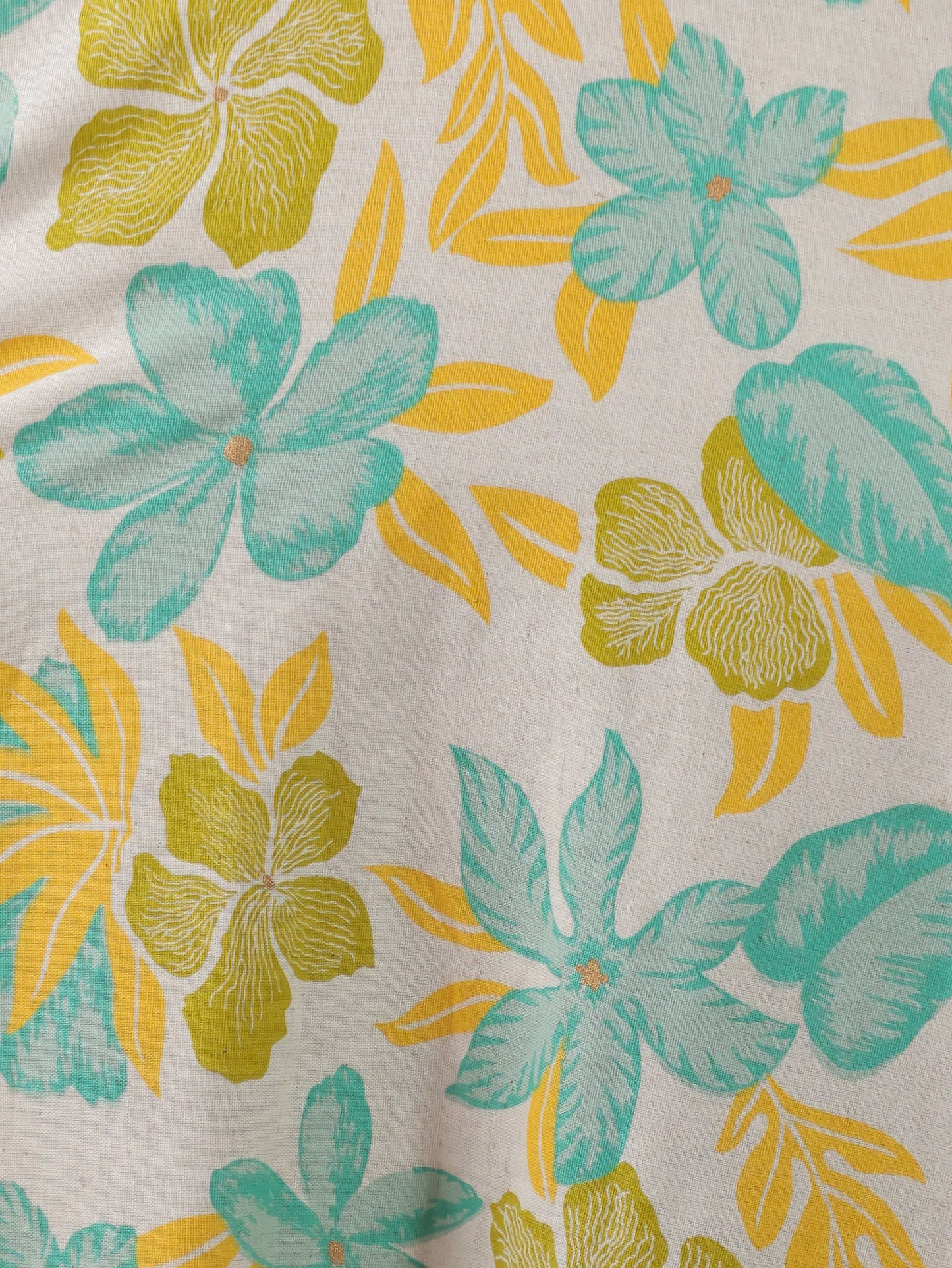 Linen Cotton Floral Anarkali Off White Dress