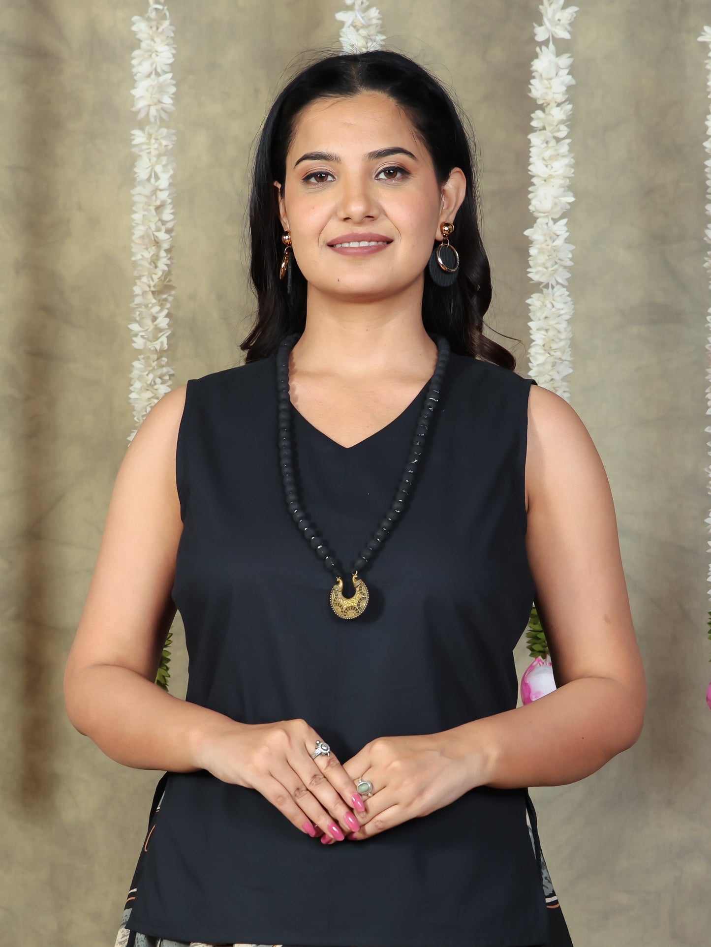 Soft Cotton Solid Straight Black Kurti