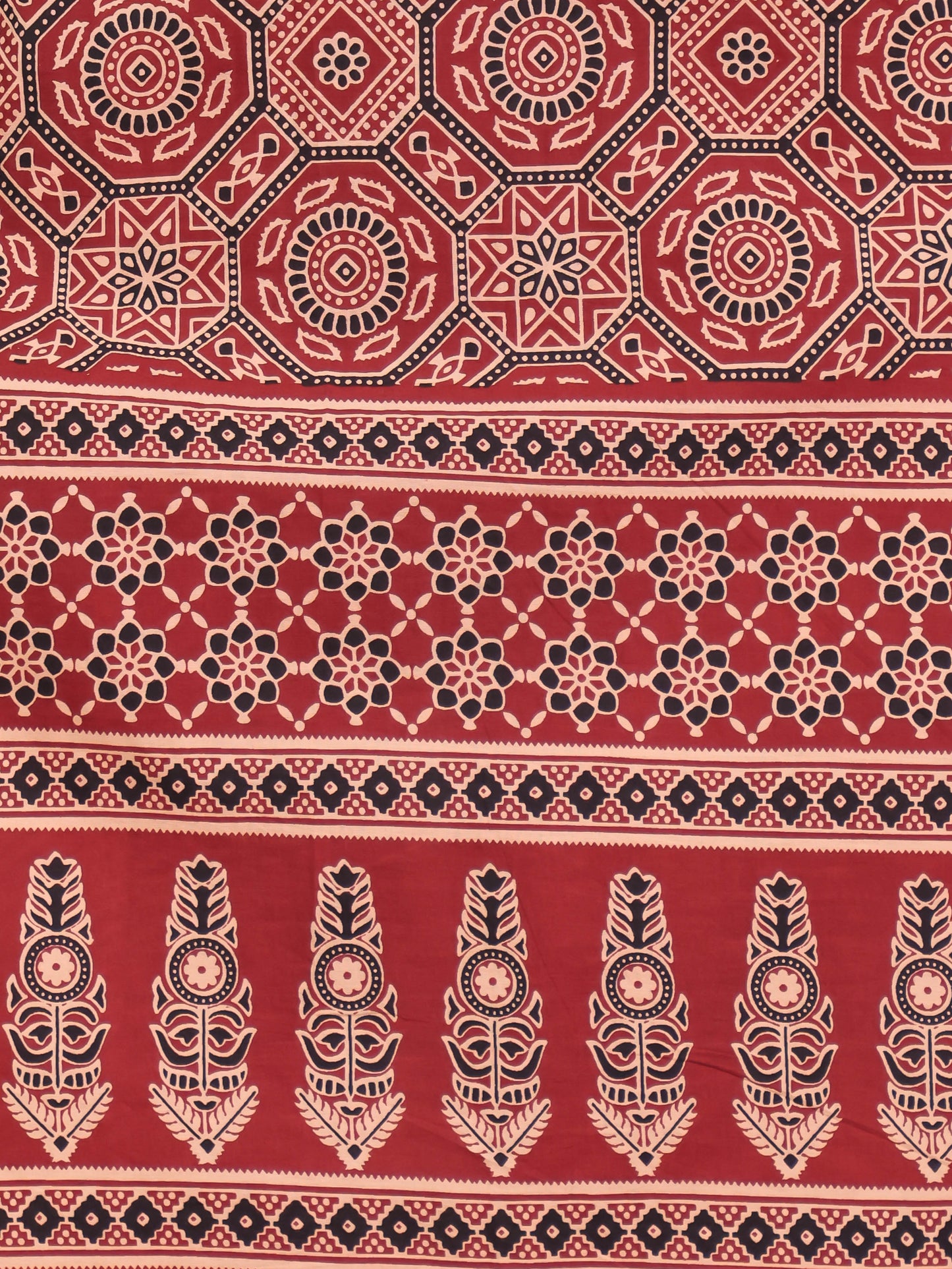 Soft Cotton Geometric Straight Red Kurta