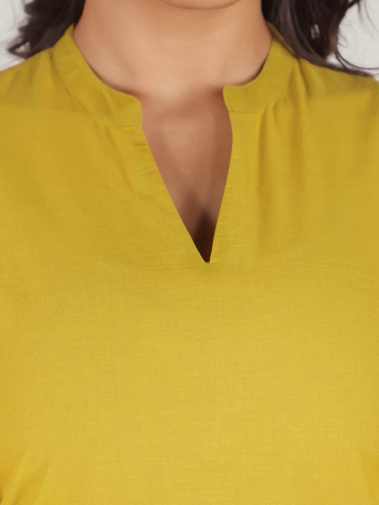 Soft Cotton Placement Print Straight Yellow Coord
