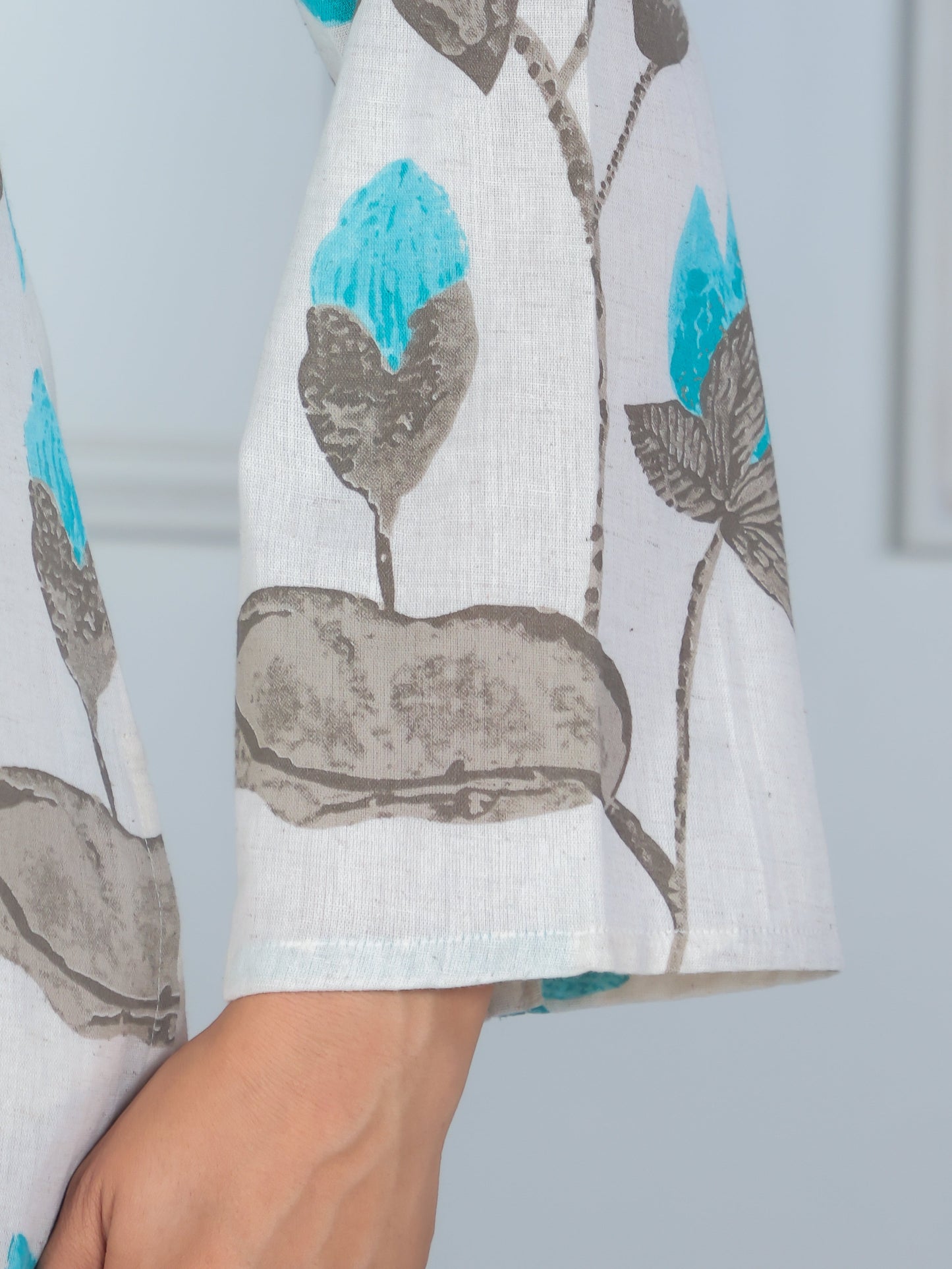 Linen Cotton Floral Straight Off White Co-ord