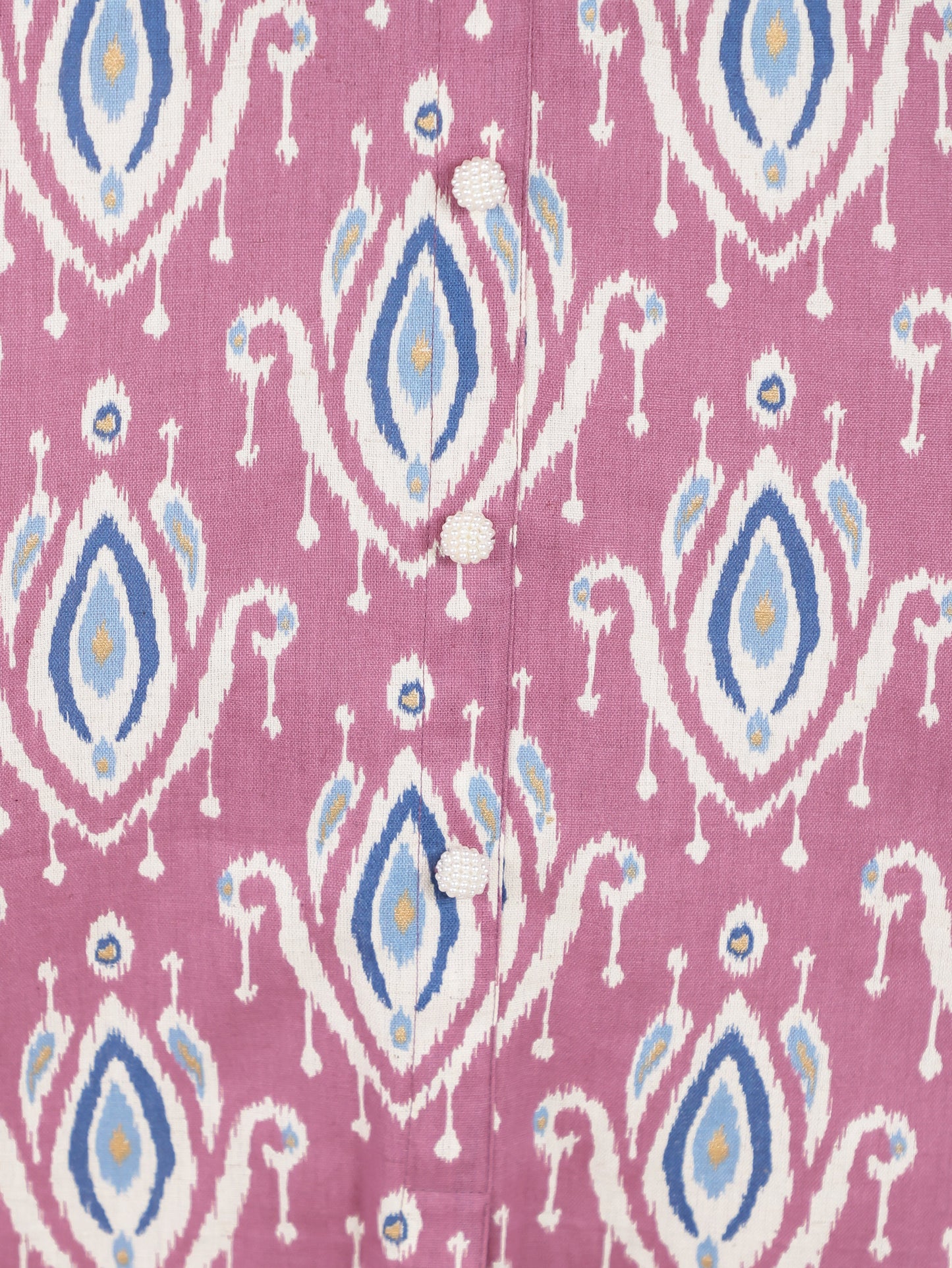 Linen Cotton Ikat Flared Purple Kurta