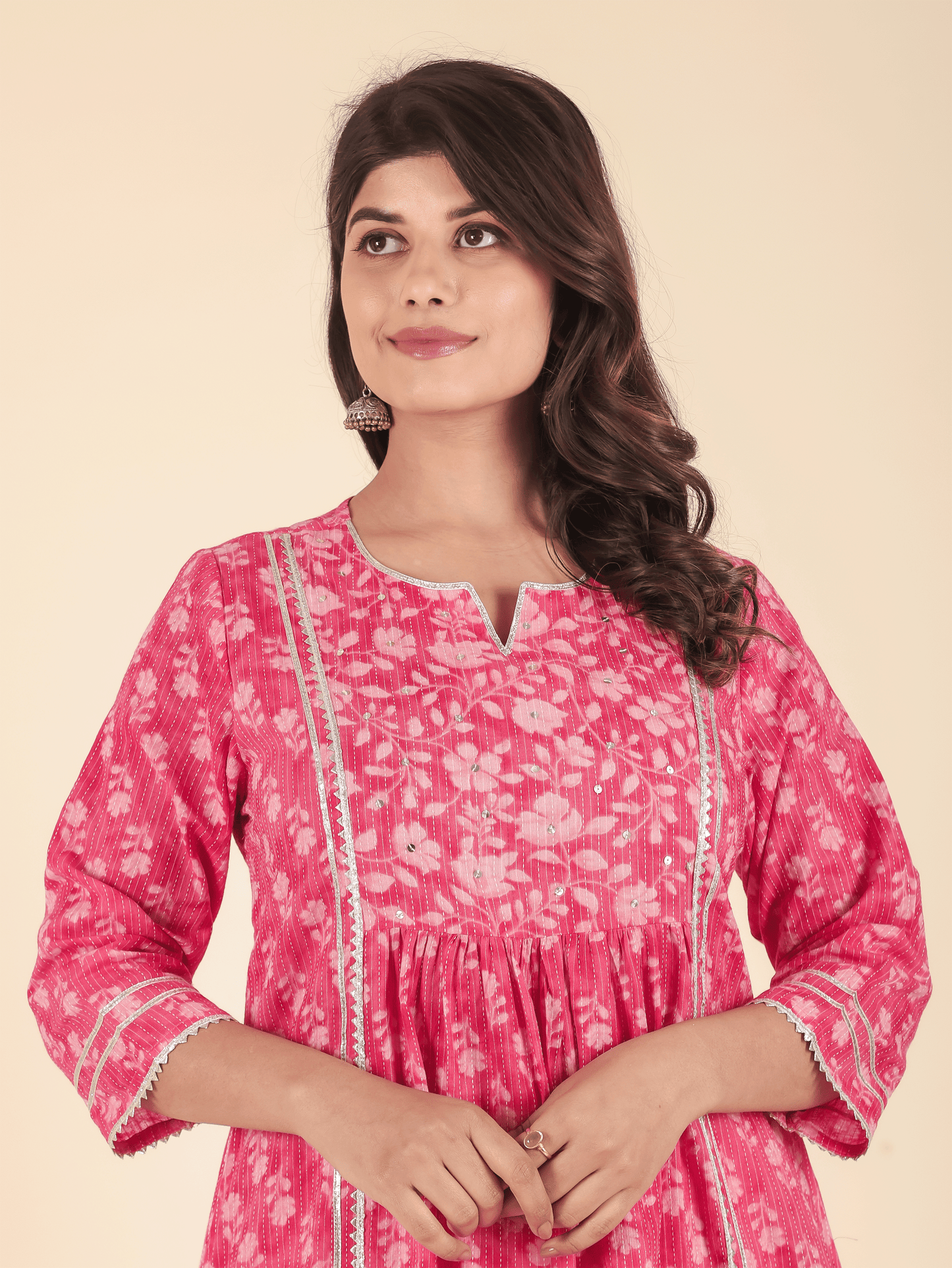 Kantha Cotton Floral Kurta