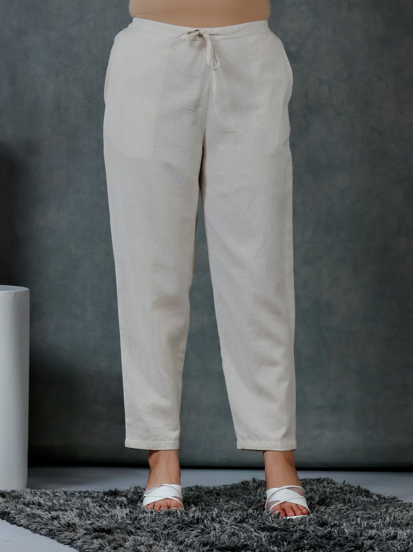 Linen Cotton Paisley Straight Green Kurta