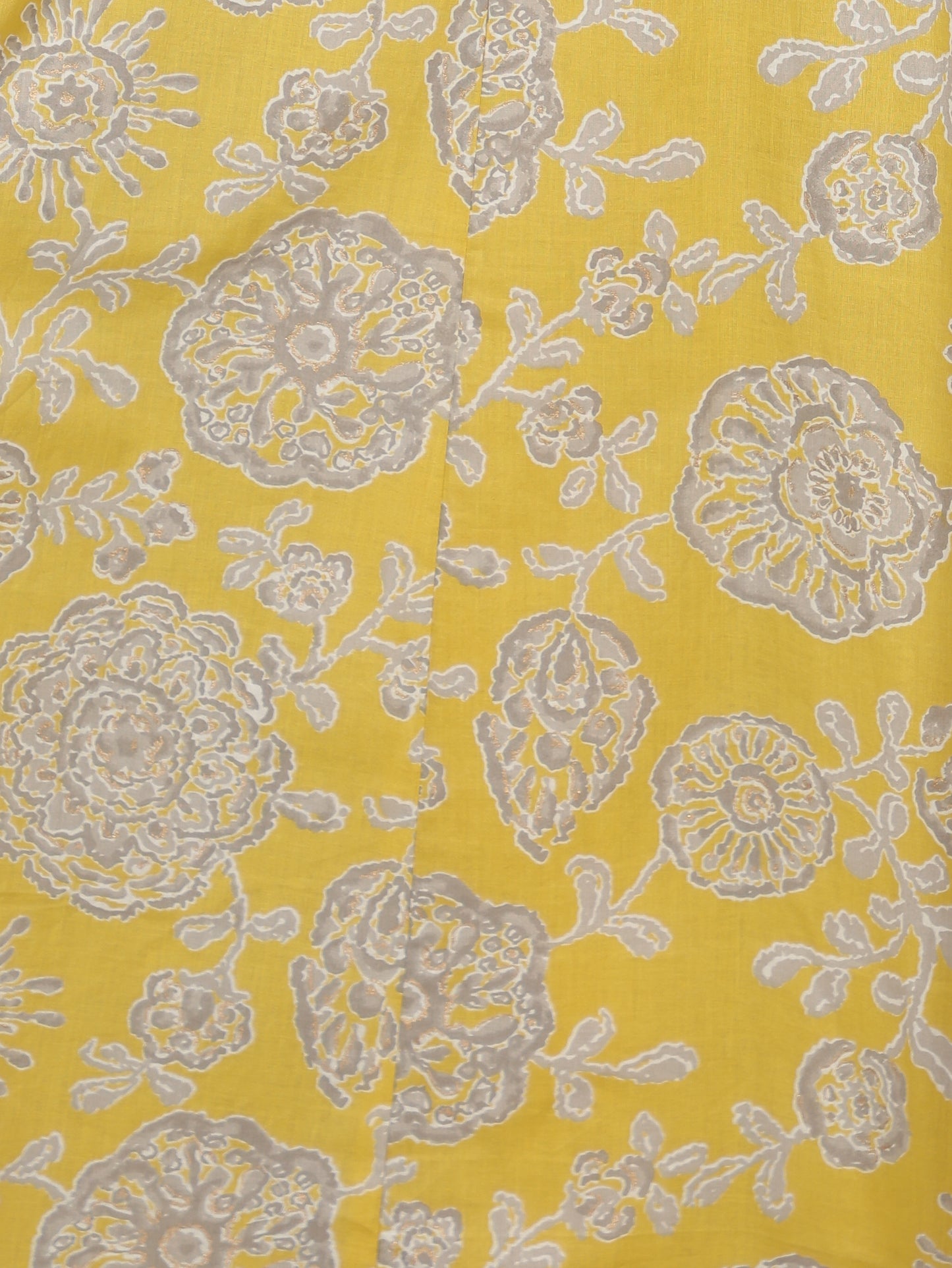 Soft Cotton Floral Angrakha Yellow Dress