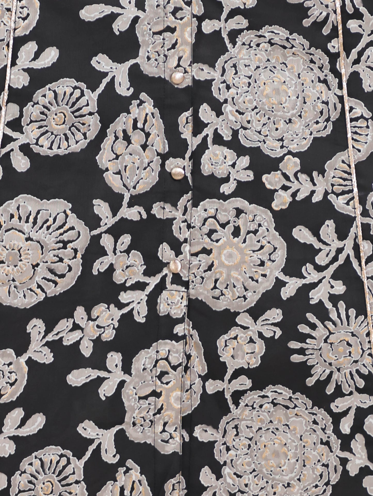 Soft Cotton Floral A-line Black Kurta