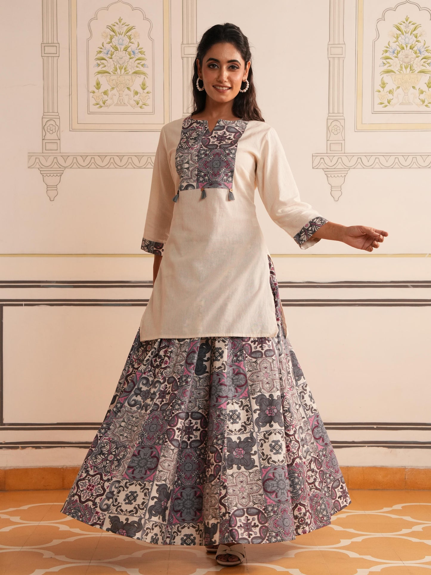 Linen Cotton Solid Straight Off White Kurta