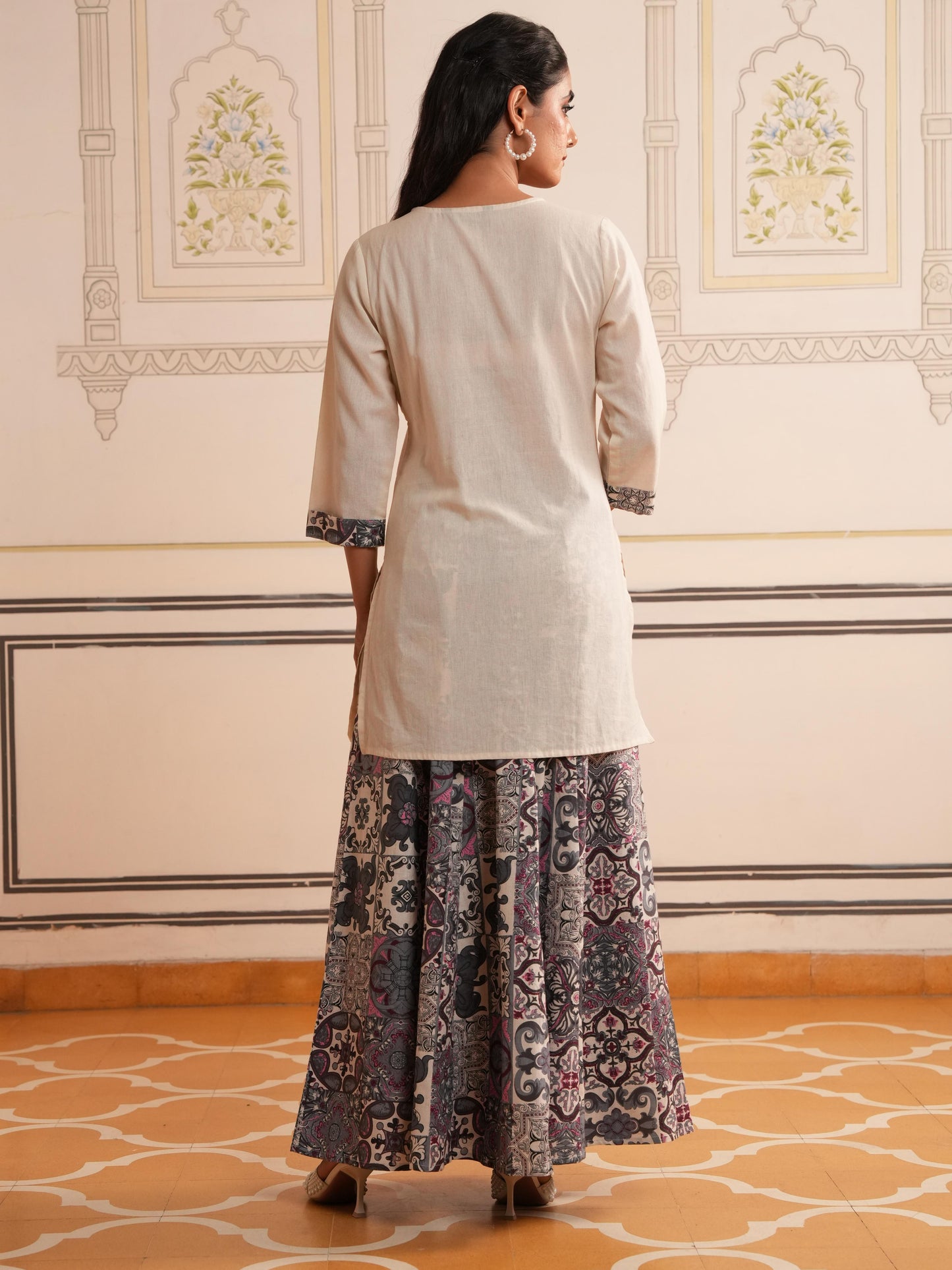 Linen Cotton Solid Straight Off White Kurta