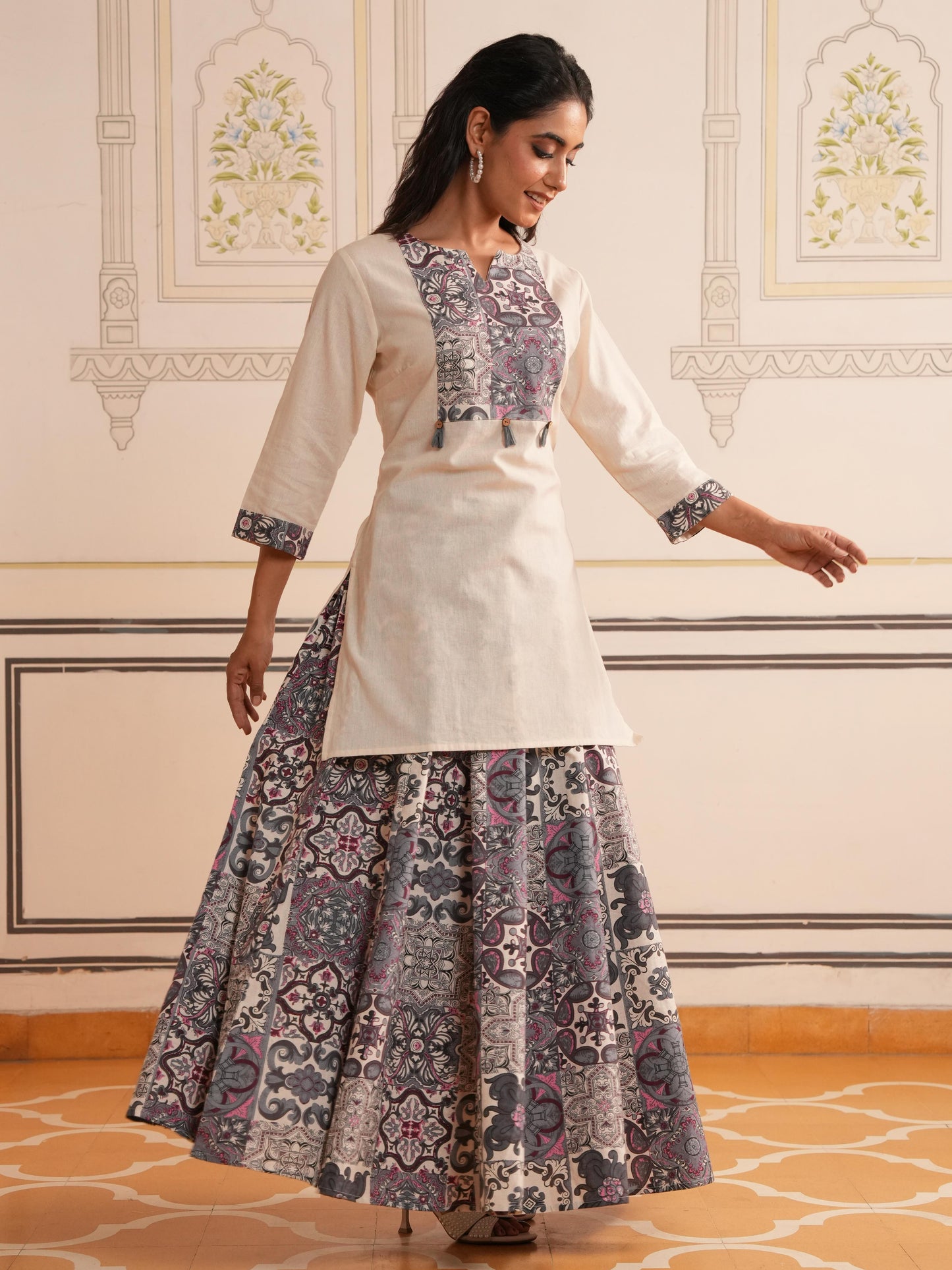 Linen Cotton Solid Straight Off White Kurta