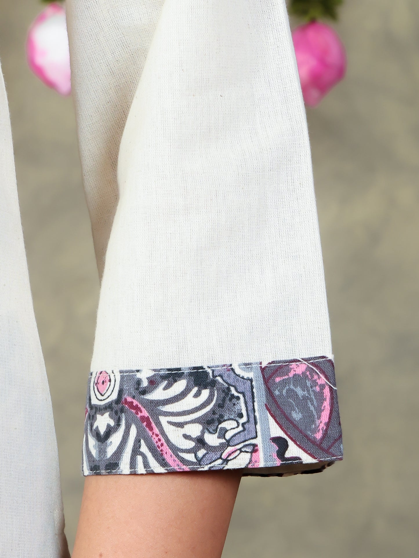 Linen Cotton Solid Straight Off White Kurta