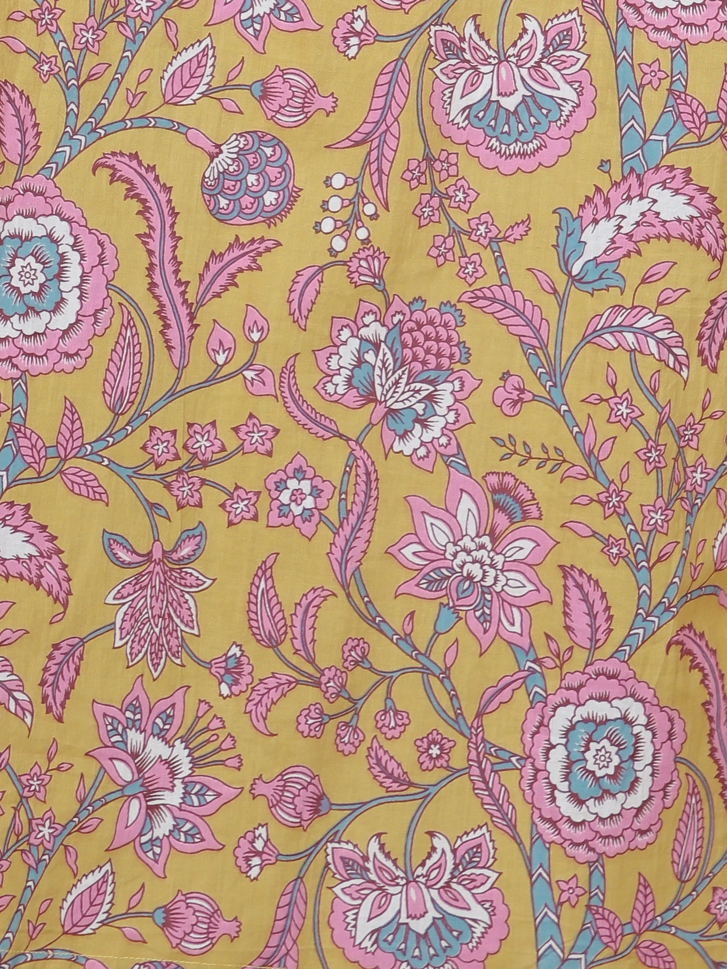 Soft Cotton Floral Gathered Yellow Dress