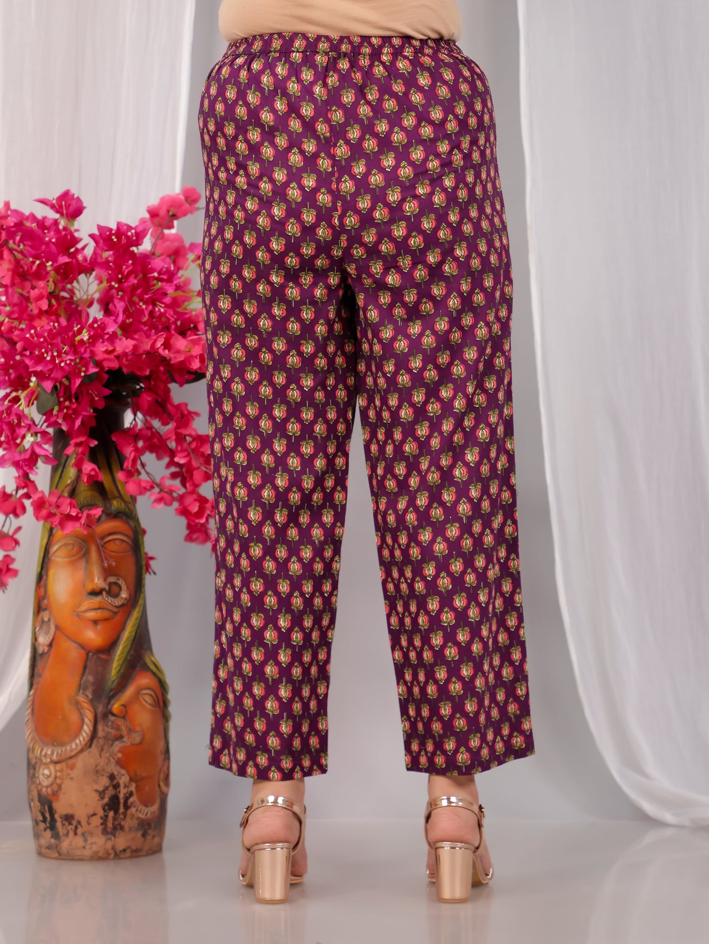 Embroidered Soft Cotton Floral Straight Wine Kurta