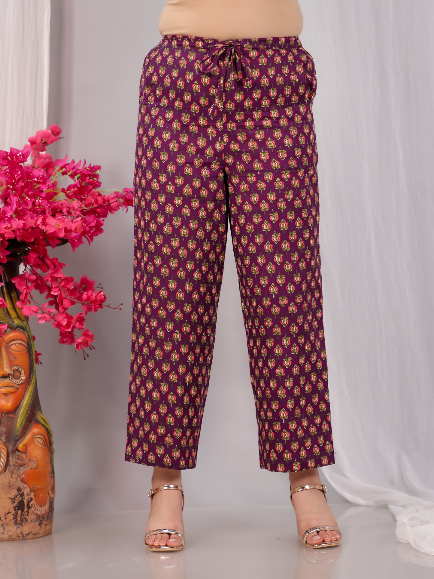 Embroidered Soft Cotton Floral Straight Wine Kurta
