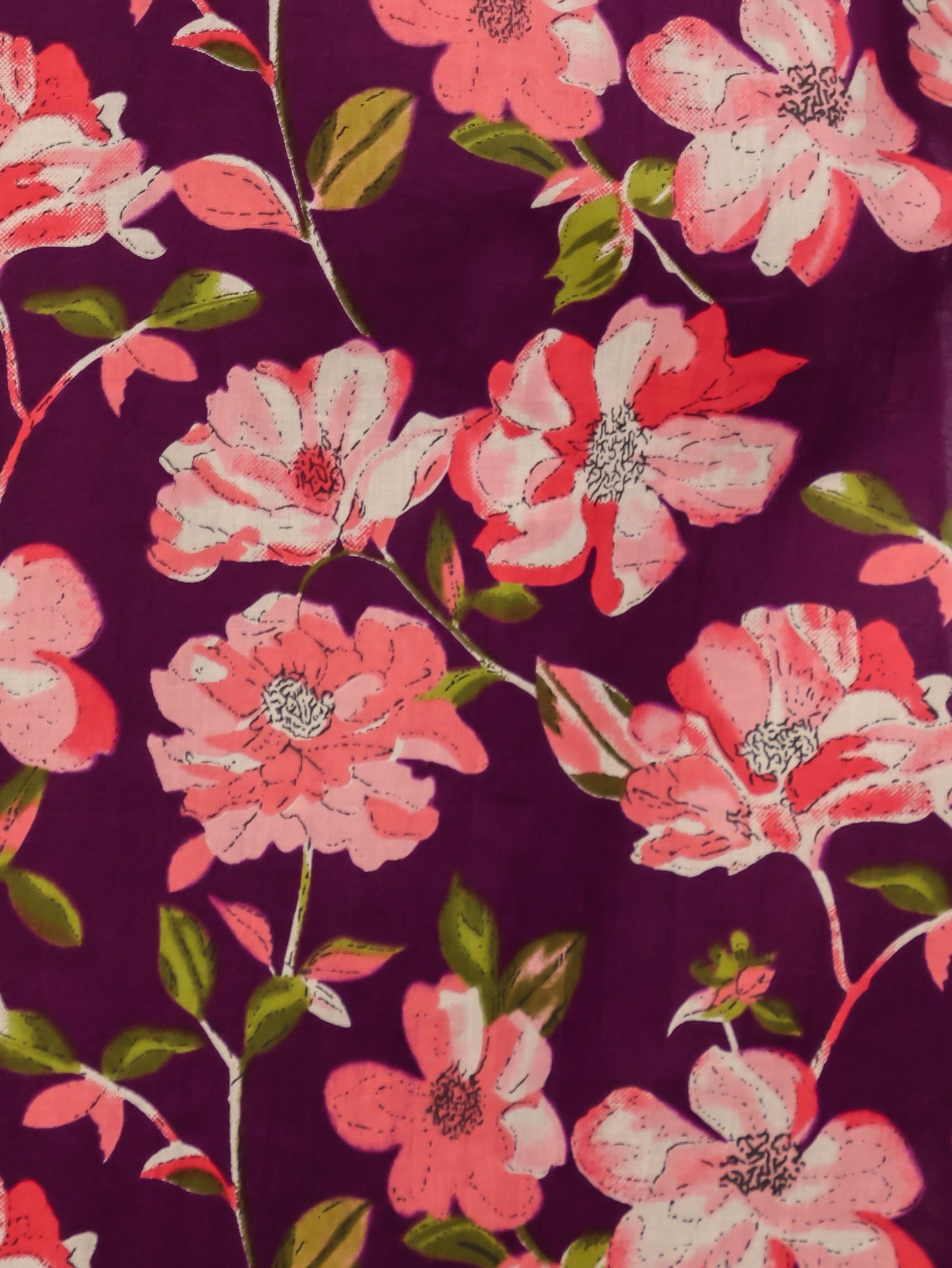 Embroidered Soft Cotton Floral Straight Wine Kurta