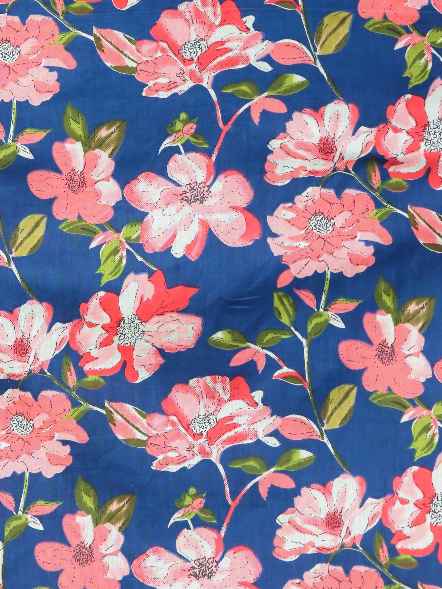 Soft Cotton Floral Straight Blue Kurta