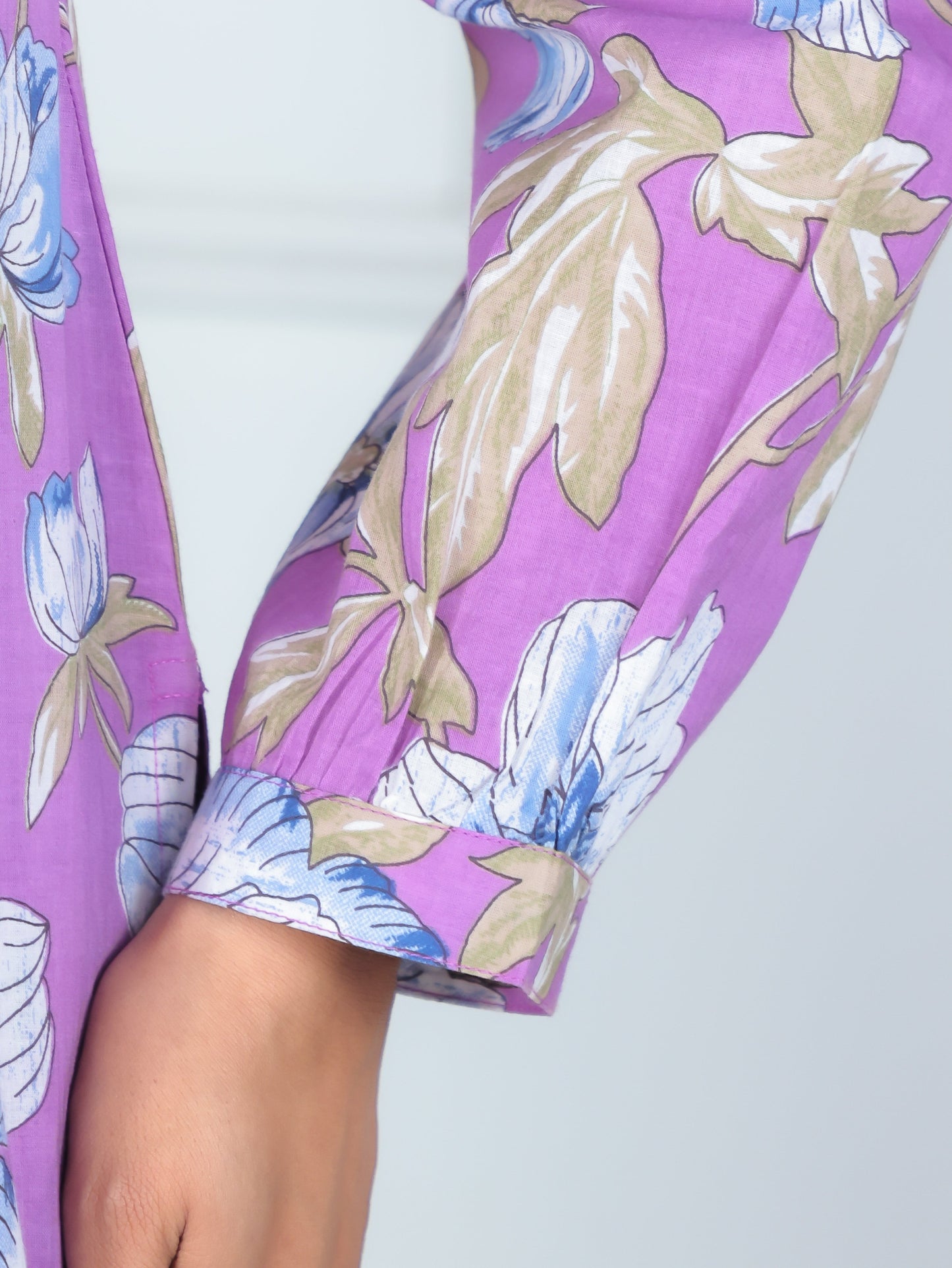 Soft Cotton Floral Straight Purple Kurta