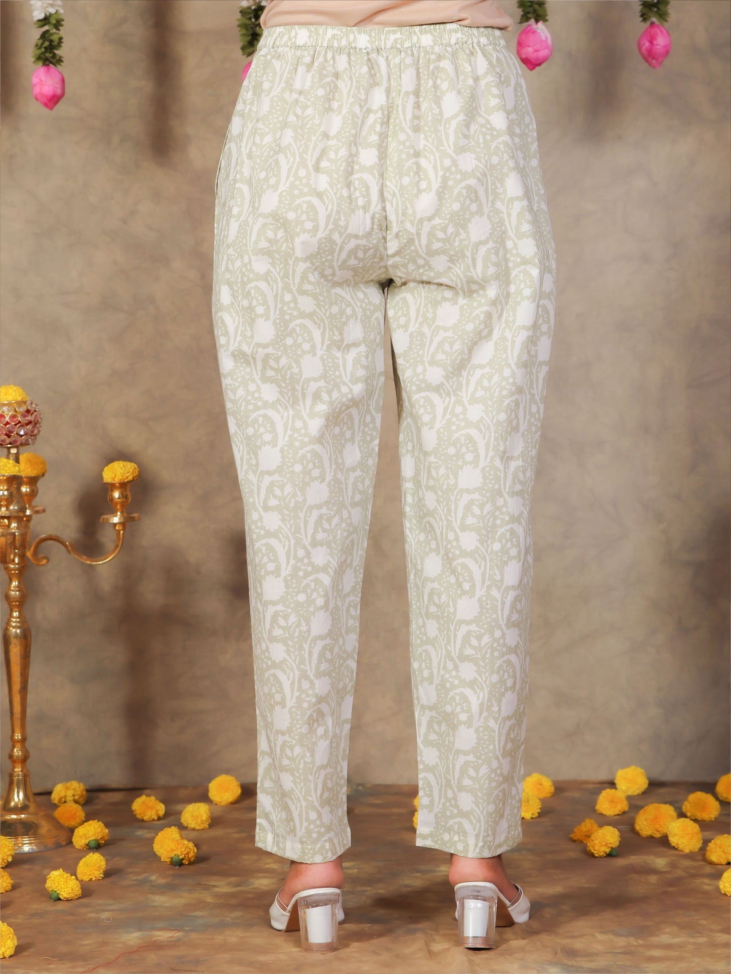 Soft Cotton Floral Straight Off White Kurta