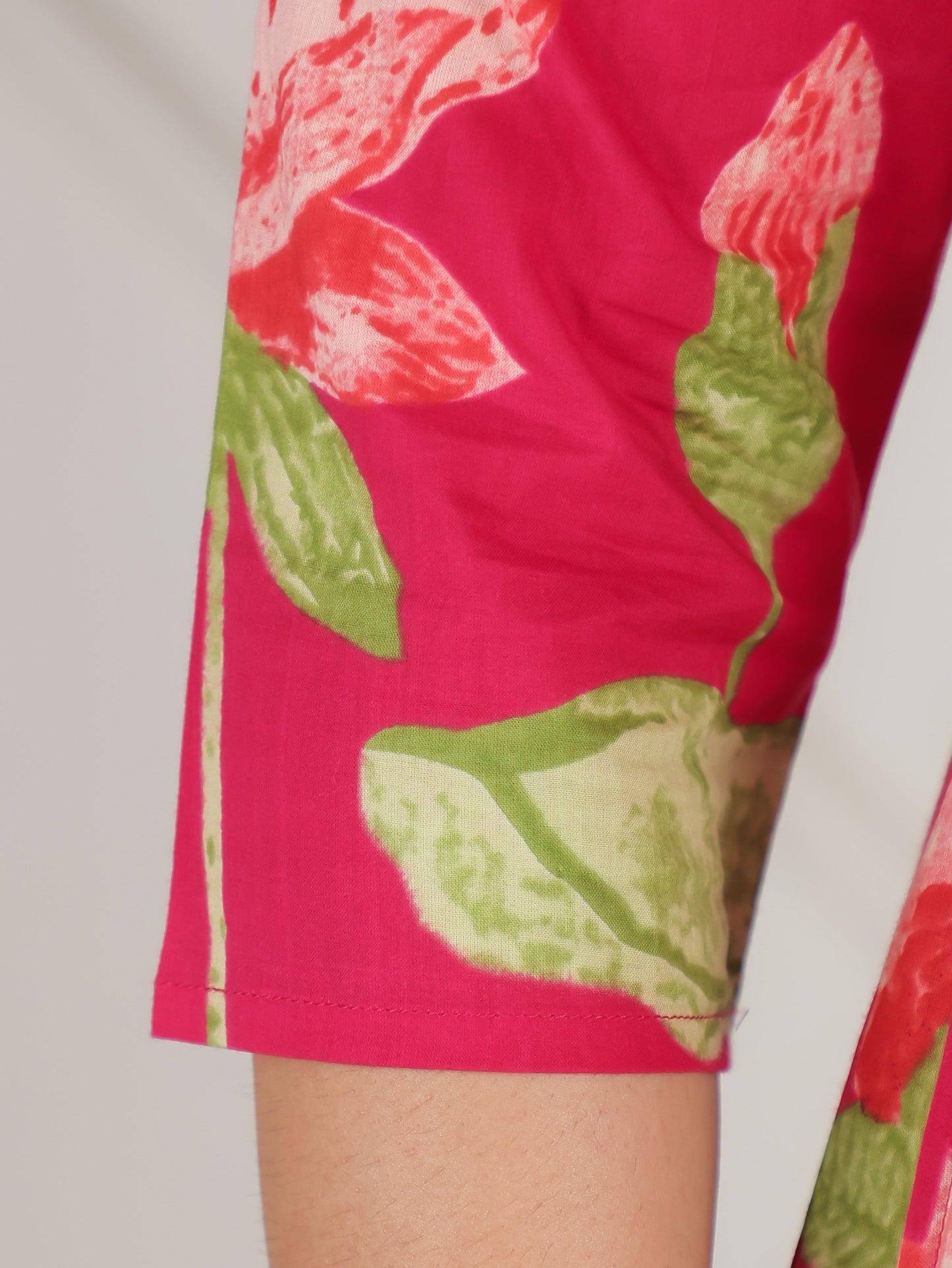 Soft Cotton Floral Anarkali Pink Dress
