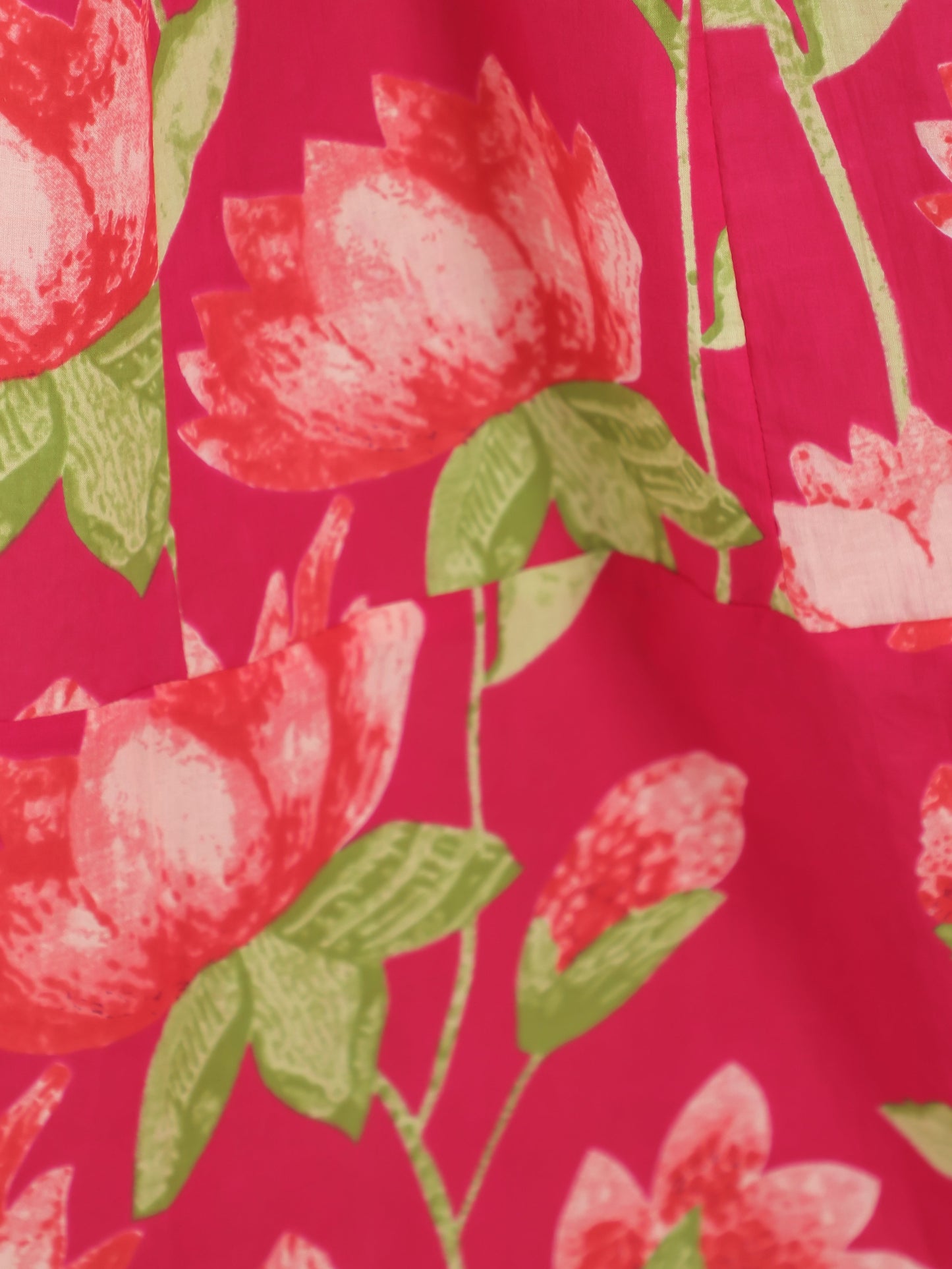 Soft Cotton Floral Anarkali Pink Dress