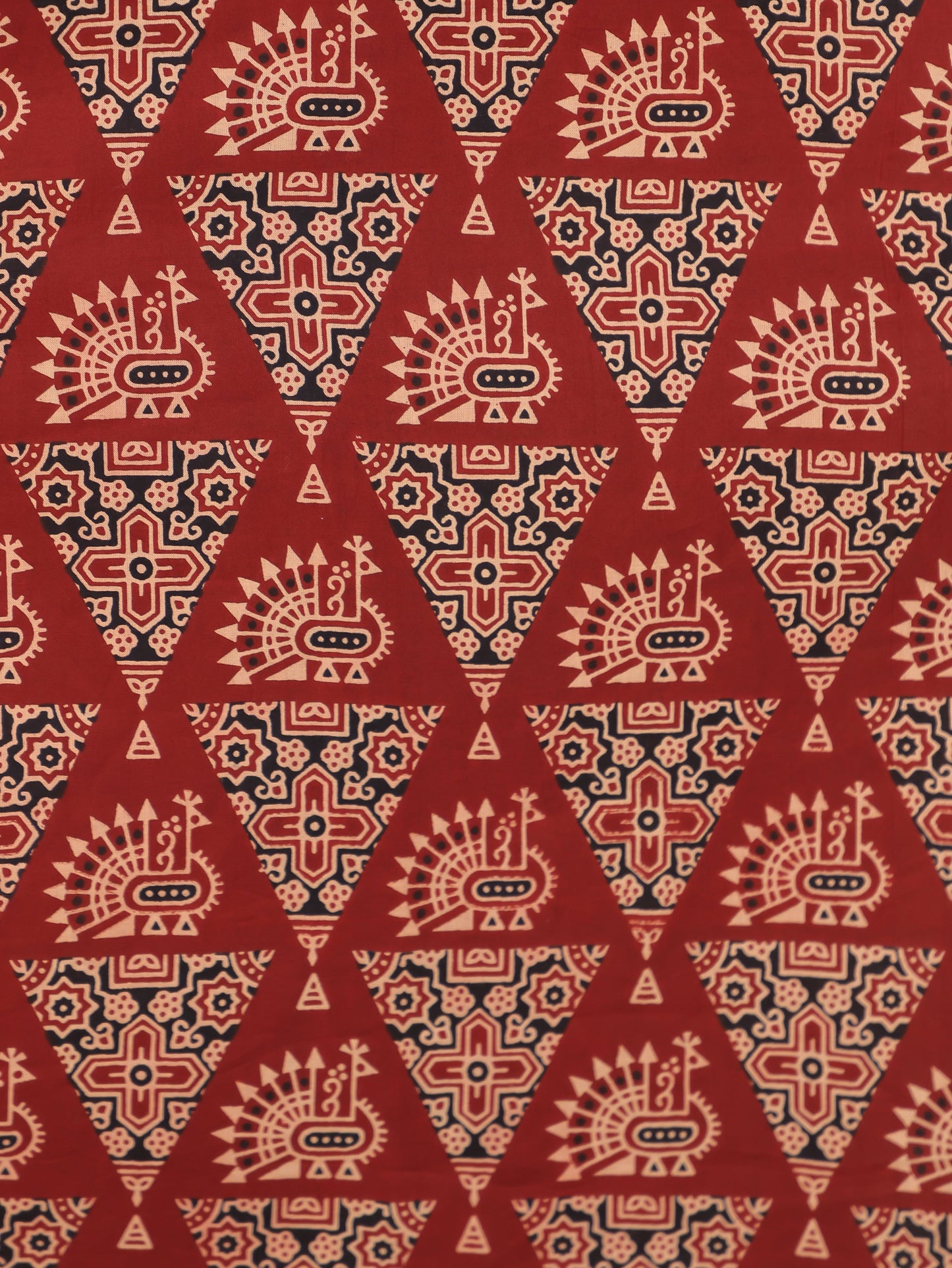 Soft Cotton Geometric Pathani Red Kurta