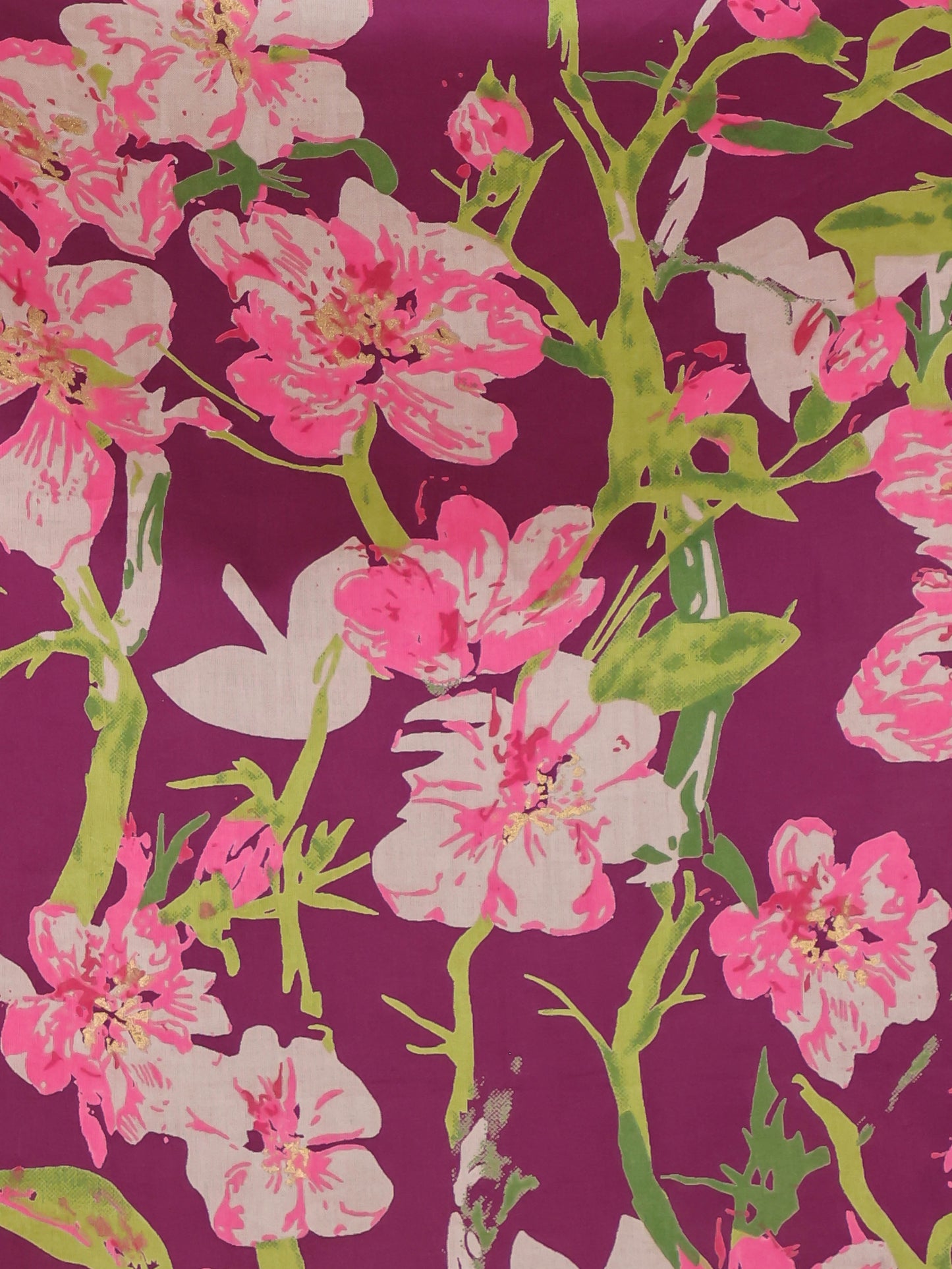 Soft Cotton Floral Flared Purple Kurta