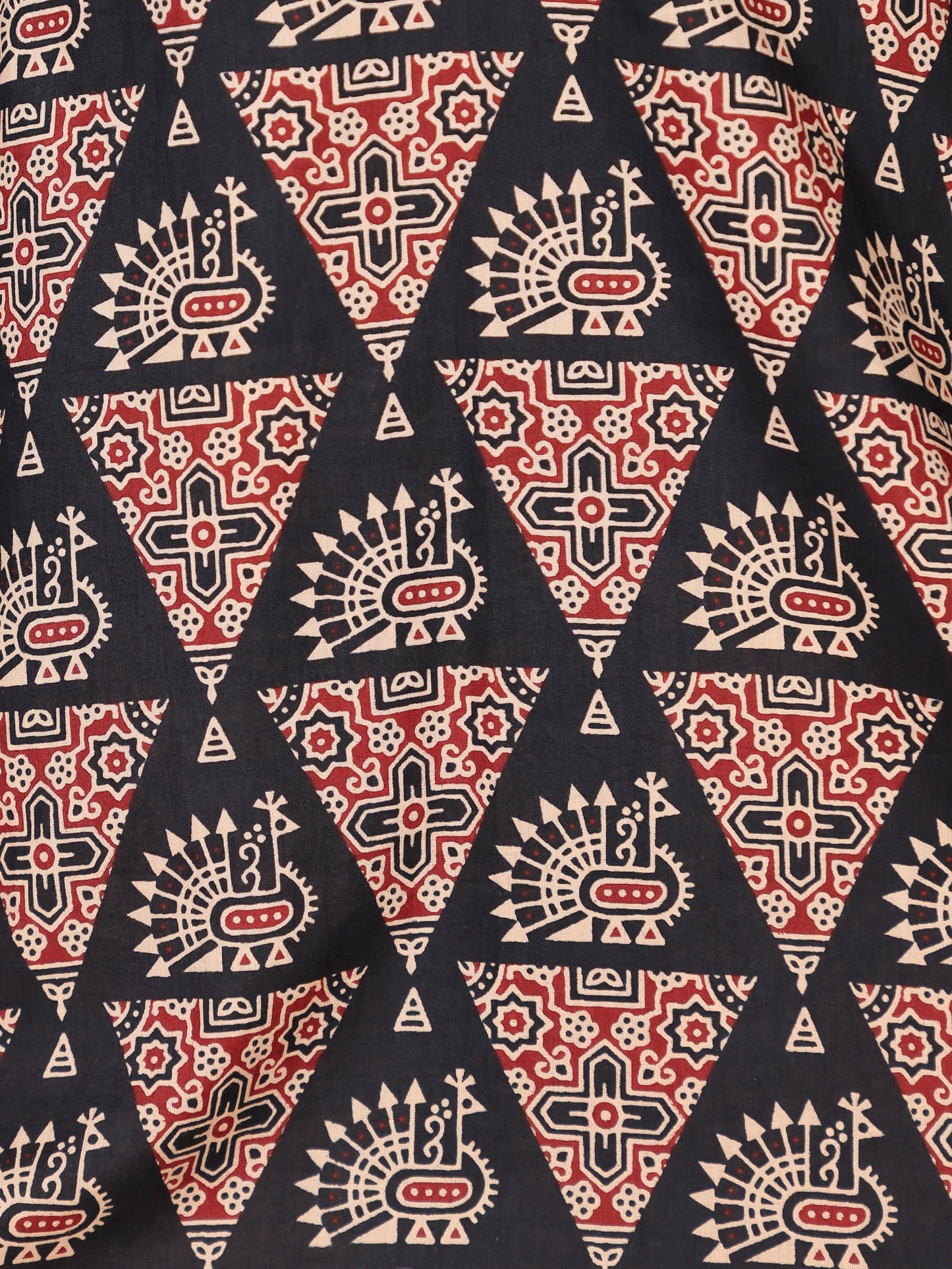 Soft Cotton Geometric Straight Black Kurta
