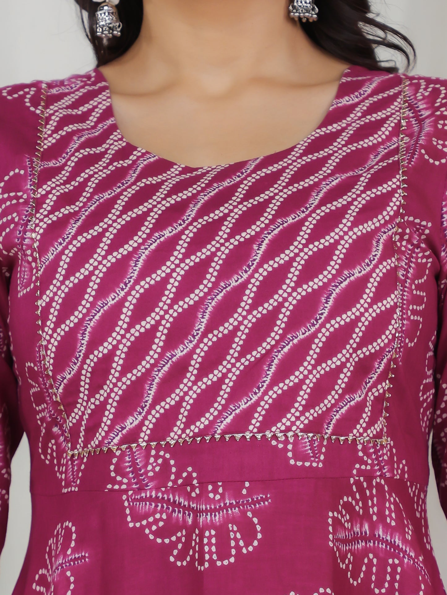 Soft Cotton Foliage Anarkali Pink Kurta