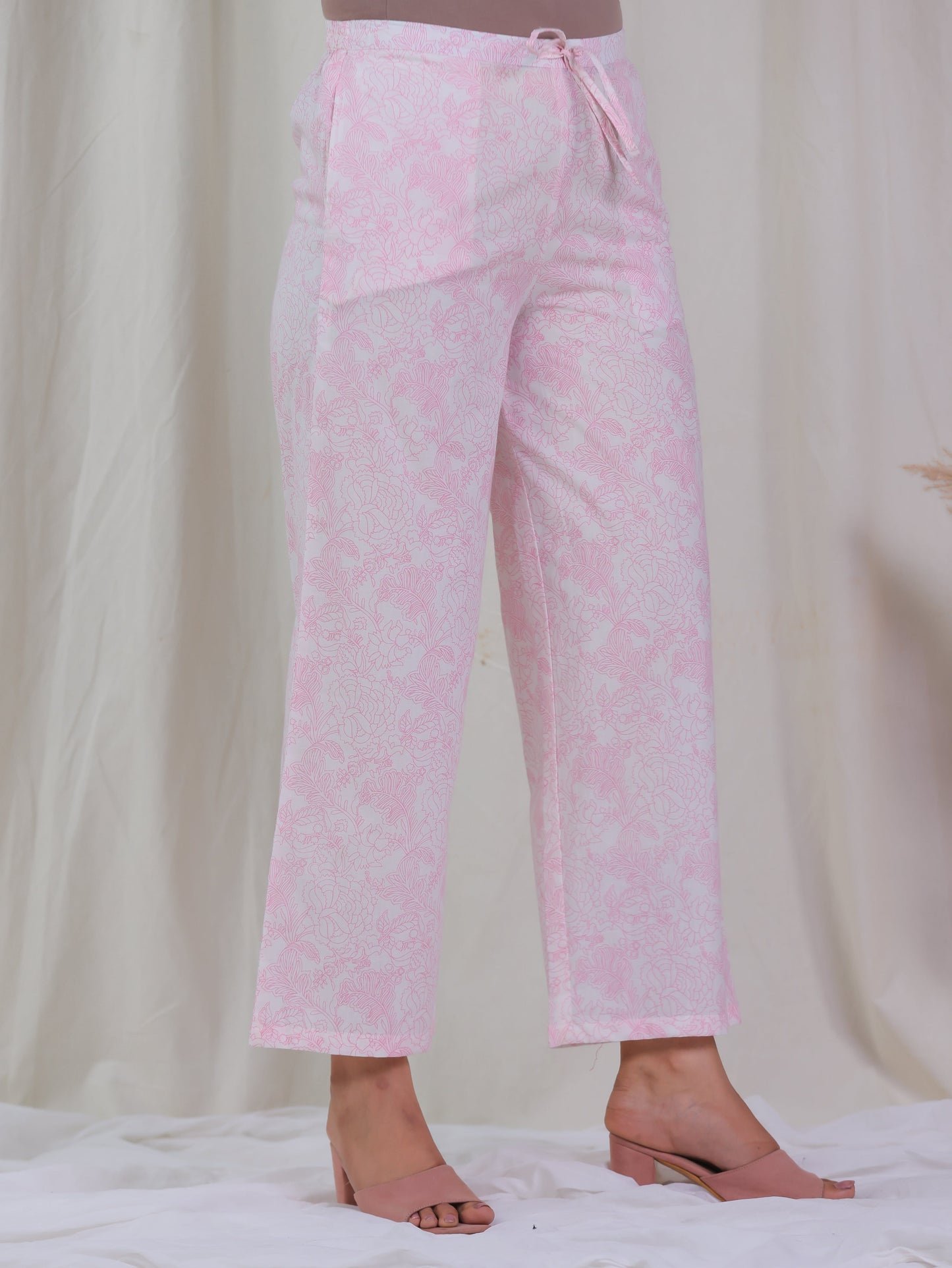 Embroidered Soft Cotton Floral Anarkali Pink Kurta