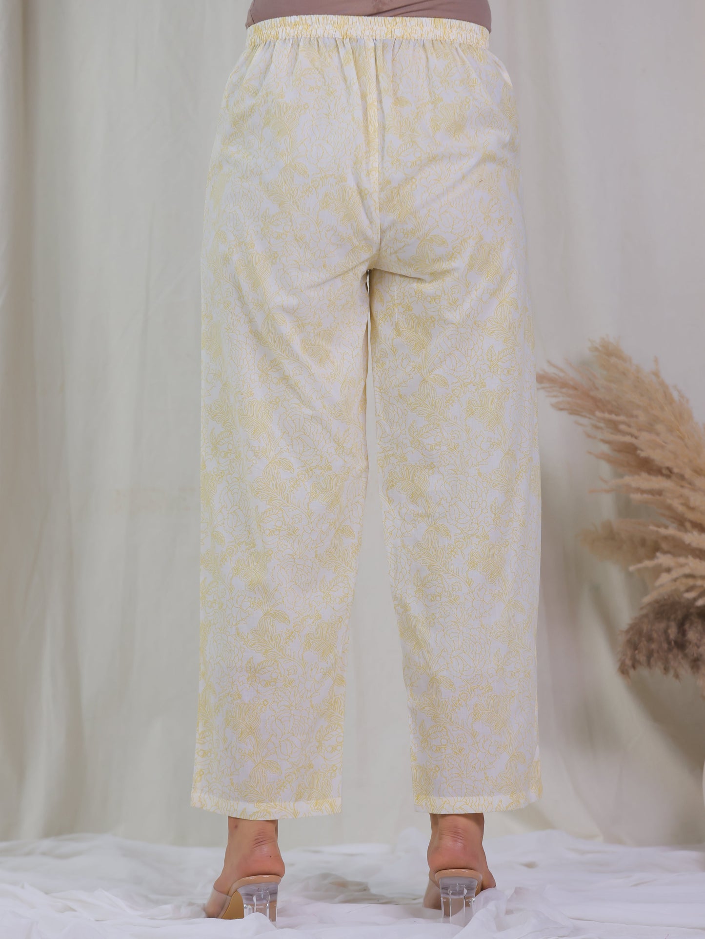 Soft Cotton Floral Anarkali Yellow Kurta