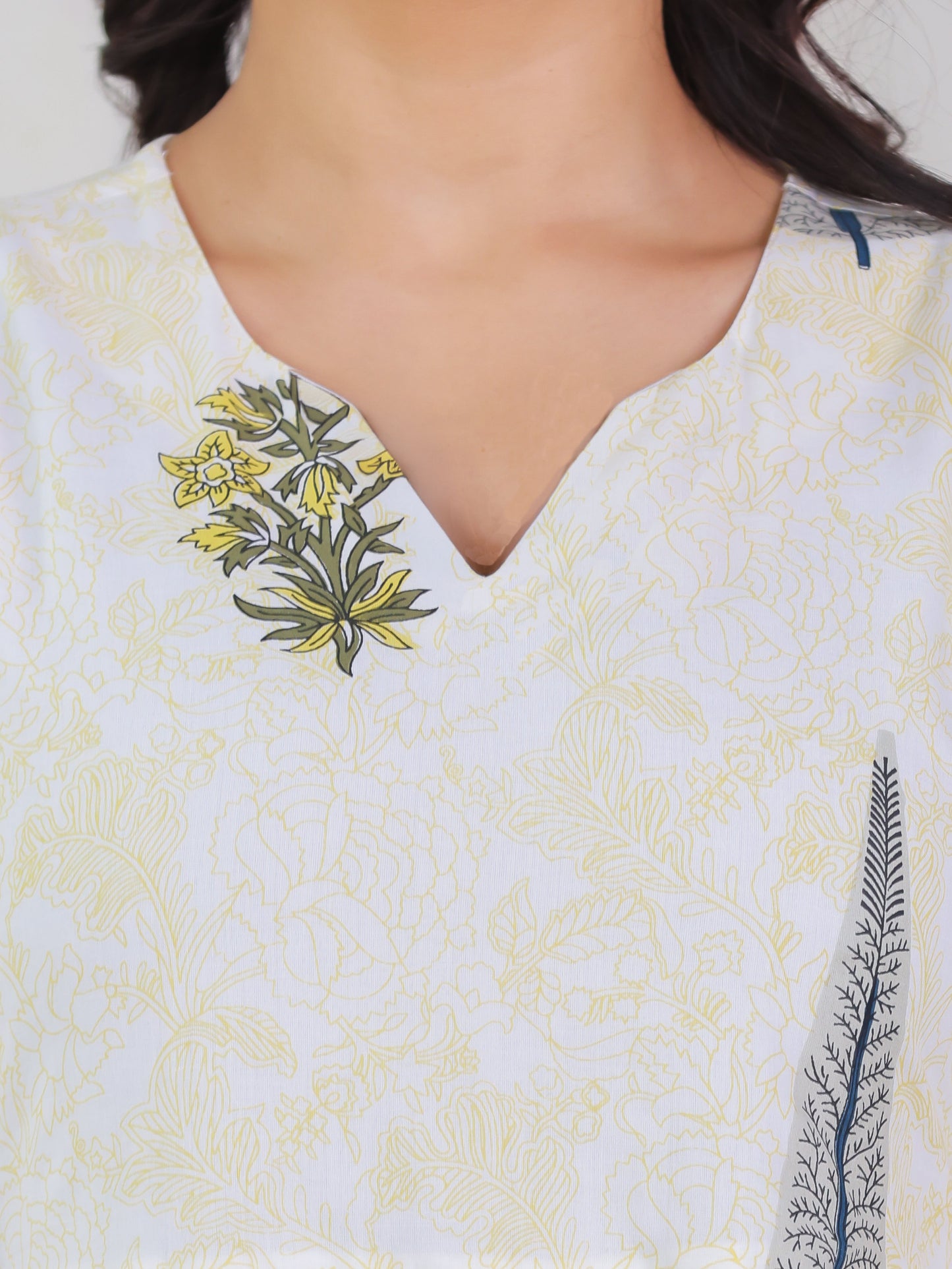 Soft Cotton Floral Anarkali Yellow Kurta