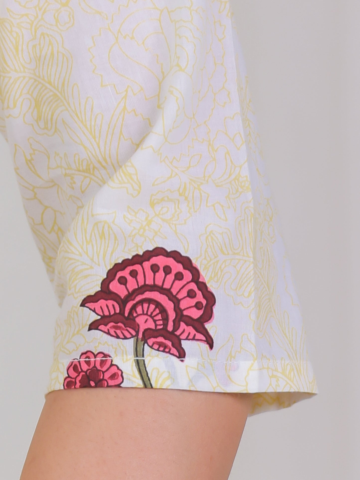 Soft Cotton Floral Anarkali Yellow Kurta