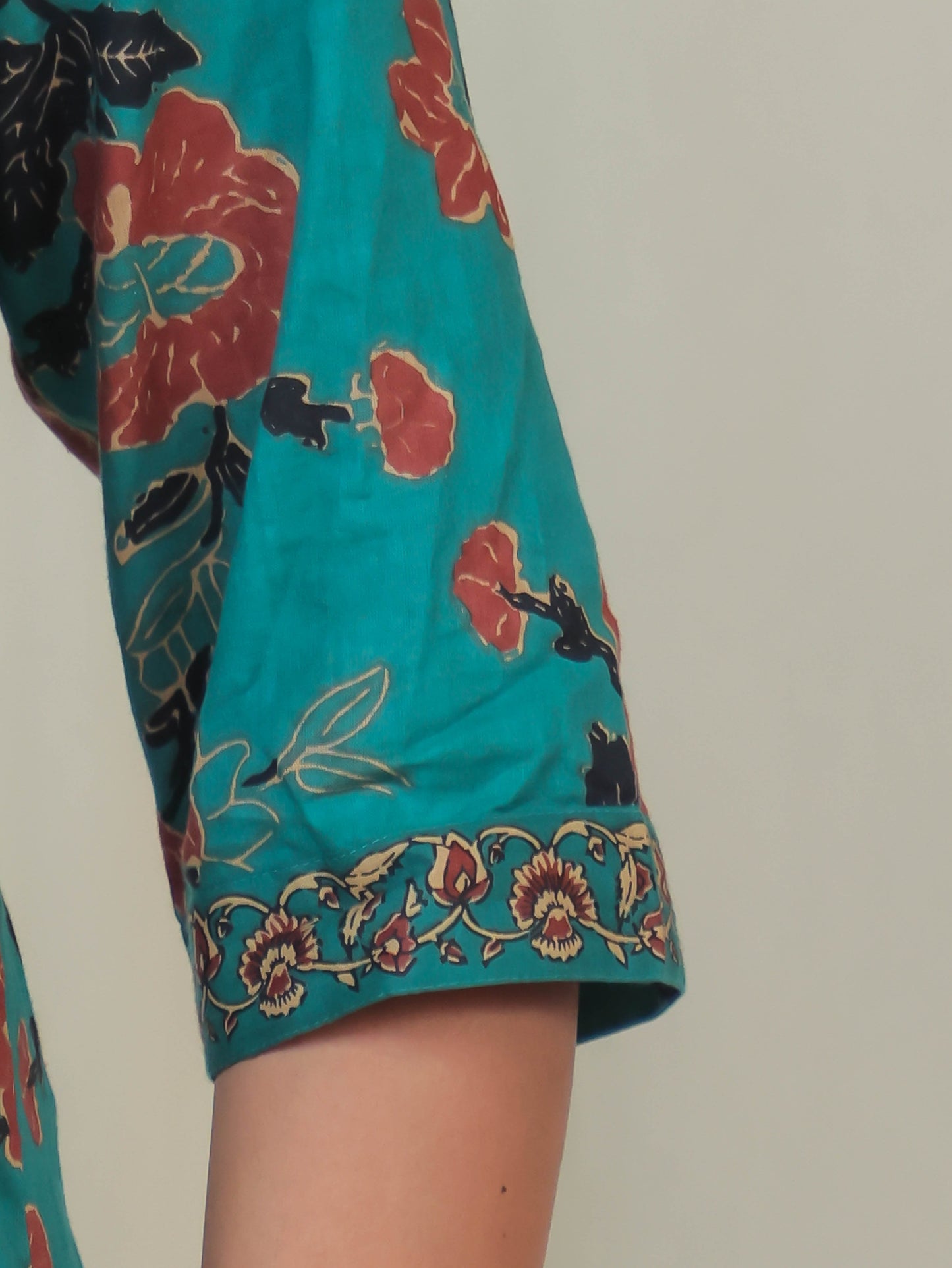 Soft Cotton Floral Flared Green Kurta