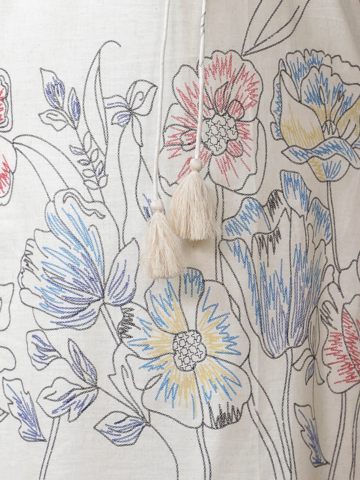 Linen Cotton Placement Print Kaftan Off White Kurta