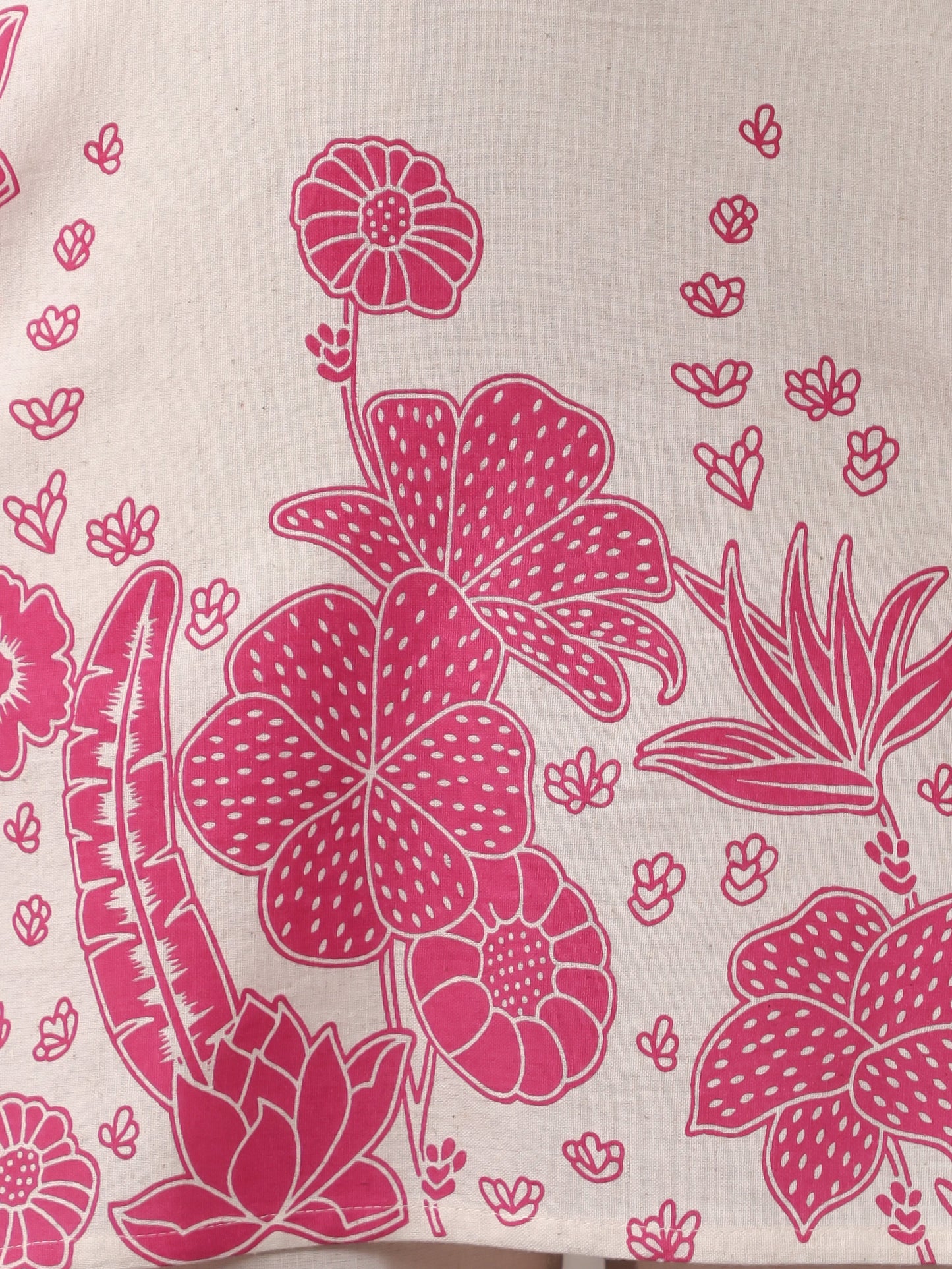 Linen Cotton Placement Print Straight Off White Co-Ord