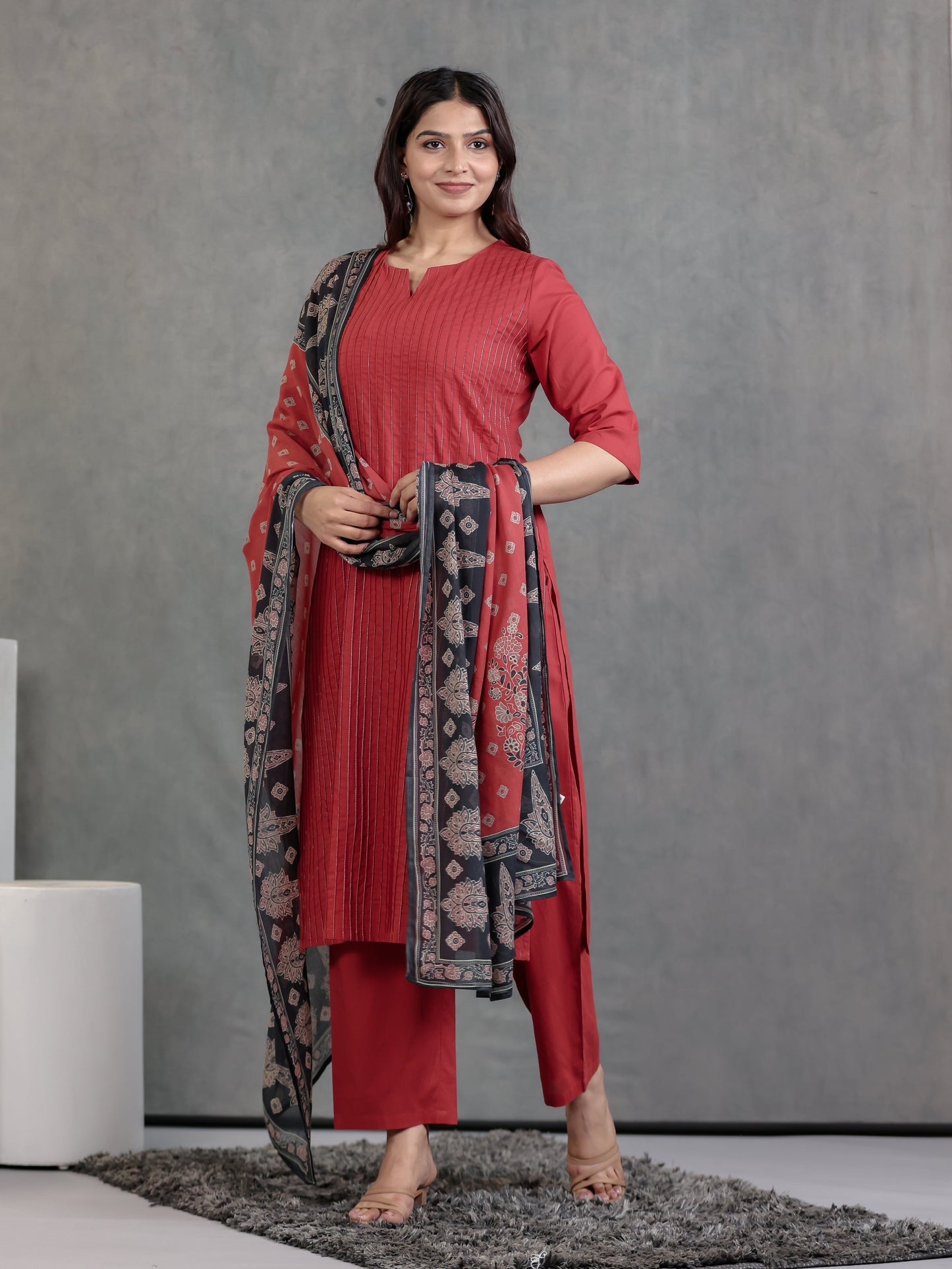 Soft Cotton Solid Straight Rust Kurta