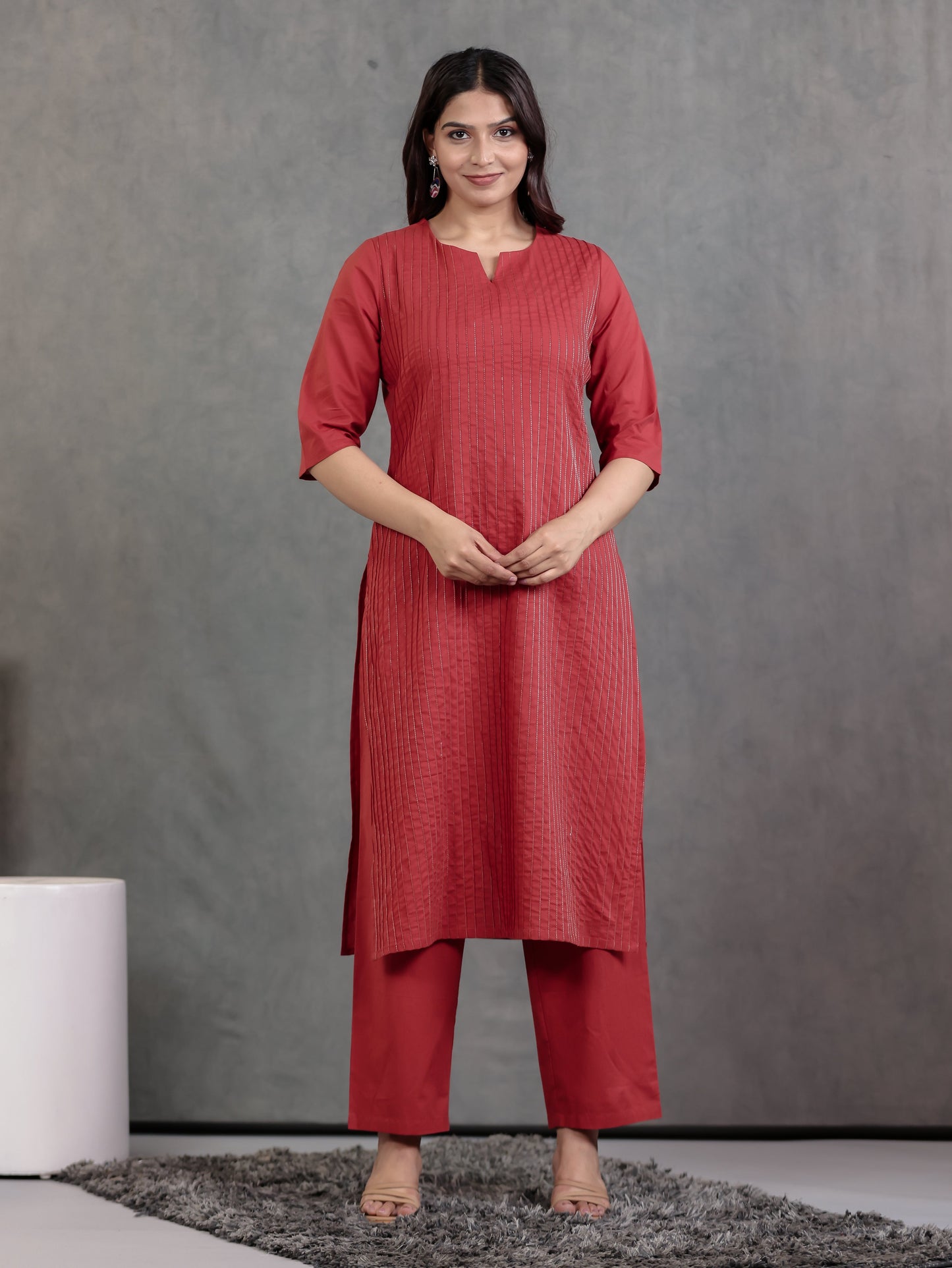 Soft Cotton Solid Straight Rust Kurta
