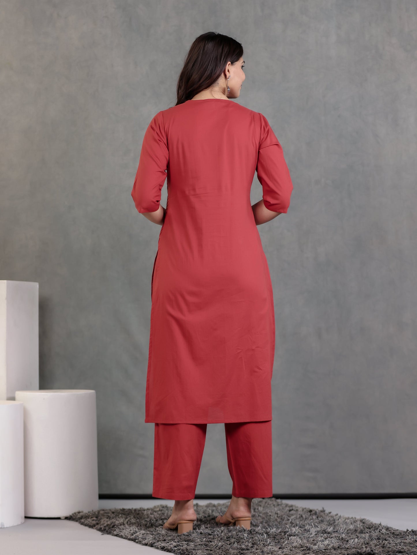 Soft Cotton Solid Straight Rust Kurta