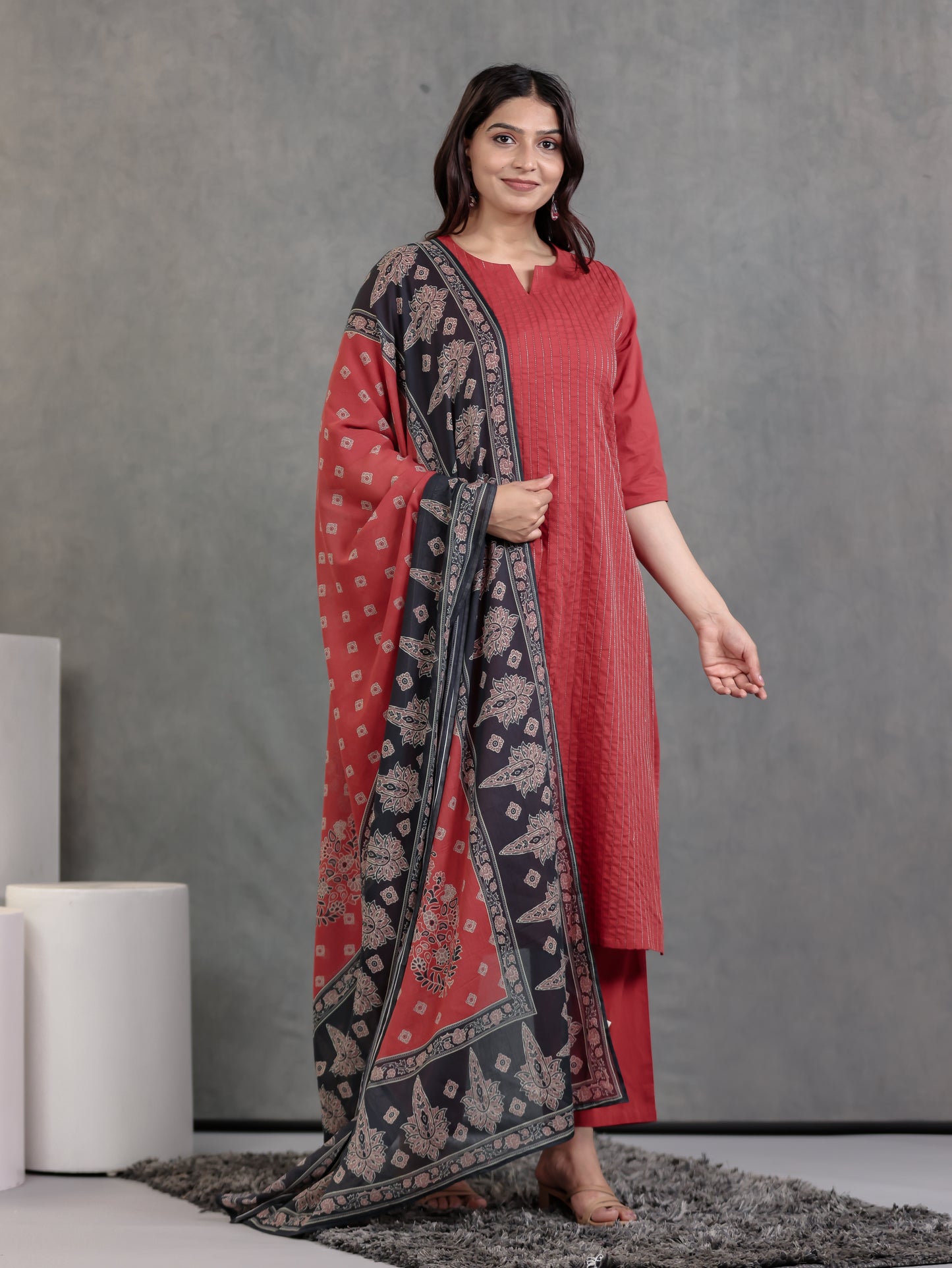 Soft Cotton Solid Straight Rust Kurta
