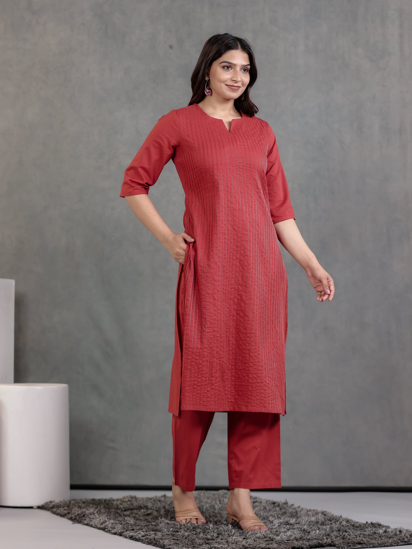 Soft Cotton Solid Straight Rust Kurta