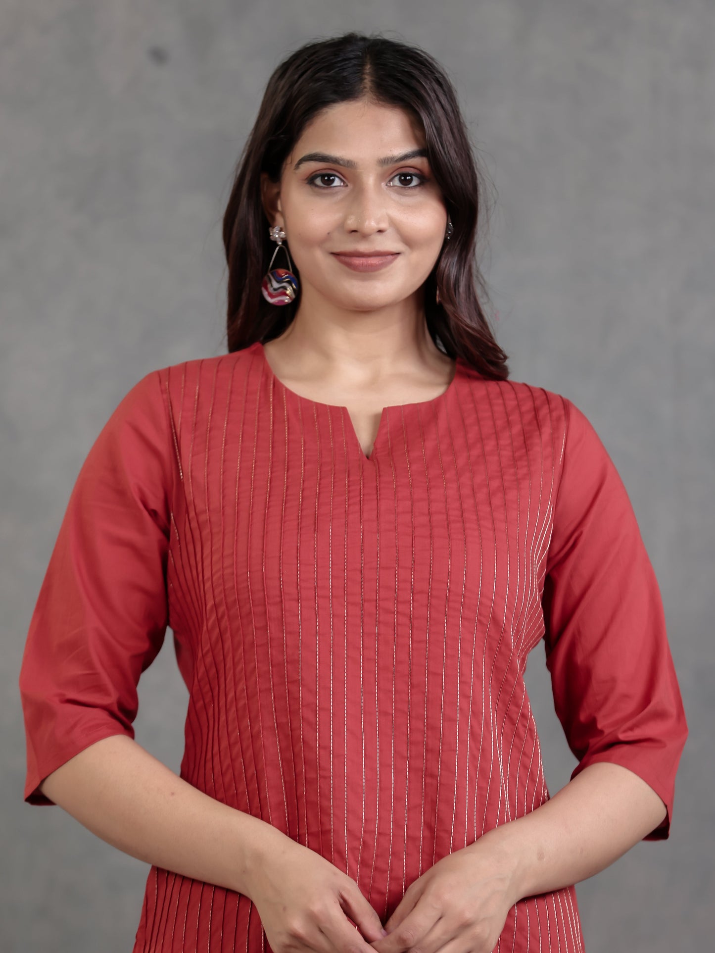 Soft Cotton Solid Straight Rust Kurta